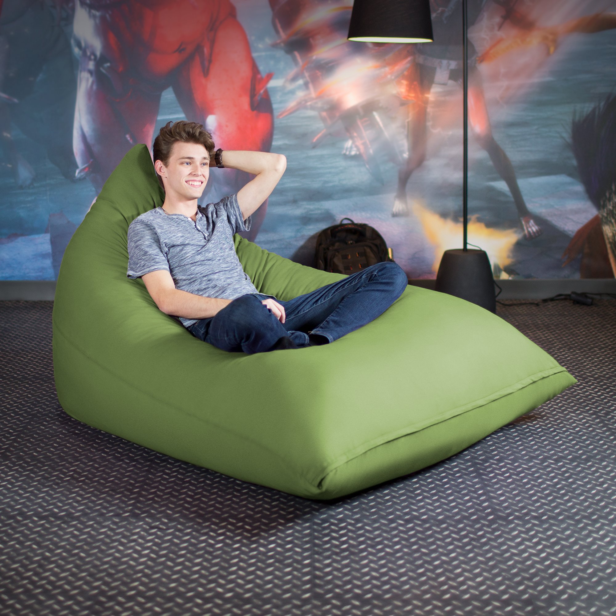 Jaxx Pivot Bean Bag Recliner for Adults - Comfortable Cotton Lounge Chair for Home Theater, Dorm Room & Office Reception | Ergonomic Support & Avocado Green Fabric | Perfect for Movie Nights, Gaming & Relaxation