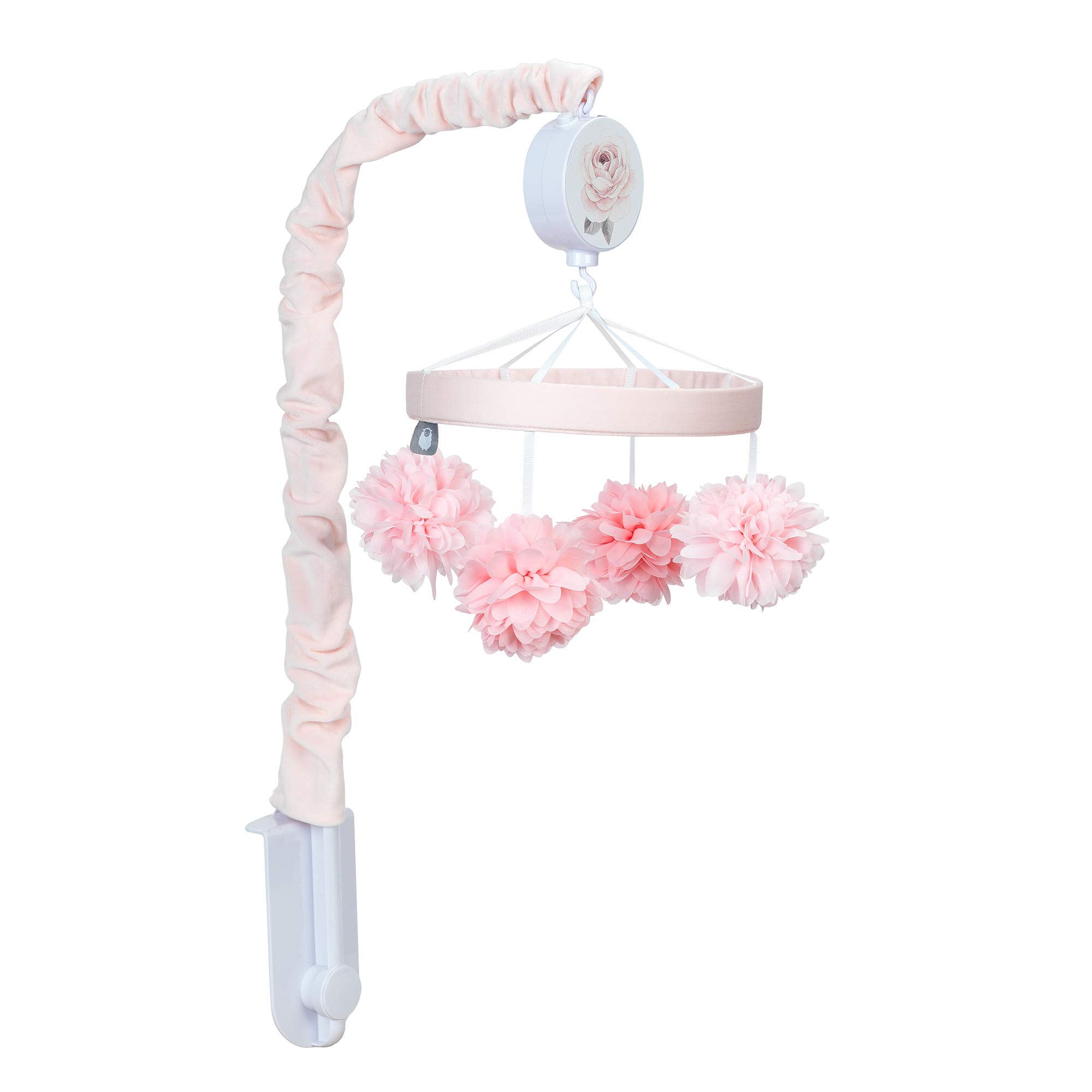 Lambs & Ivy Signature Botanical Baby Pink Floral Musical Crib Mobile - Soothing Nursery Decor for Newborns & Infants | Perfect for Bedtime & Playtime