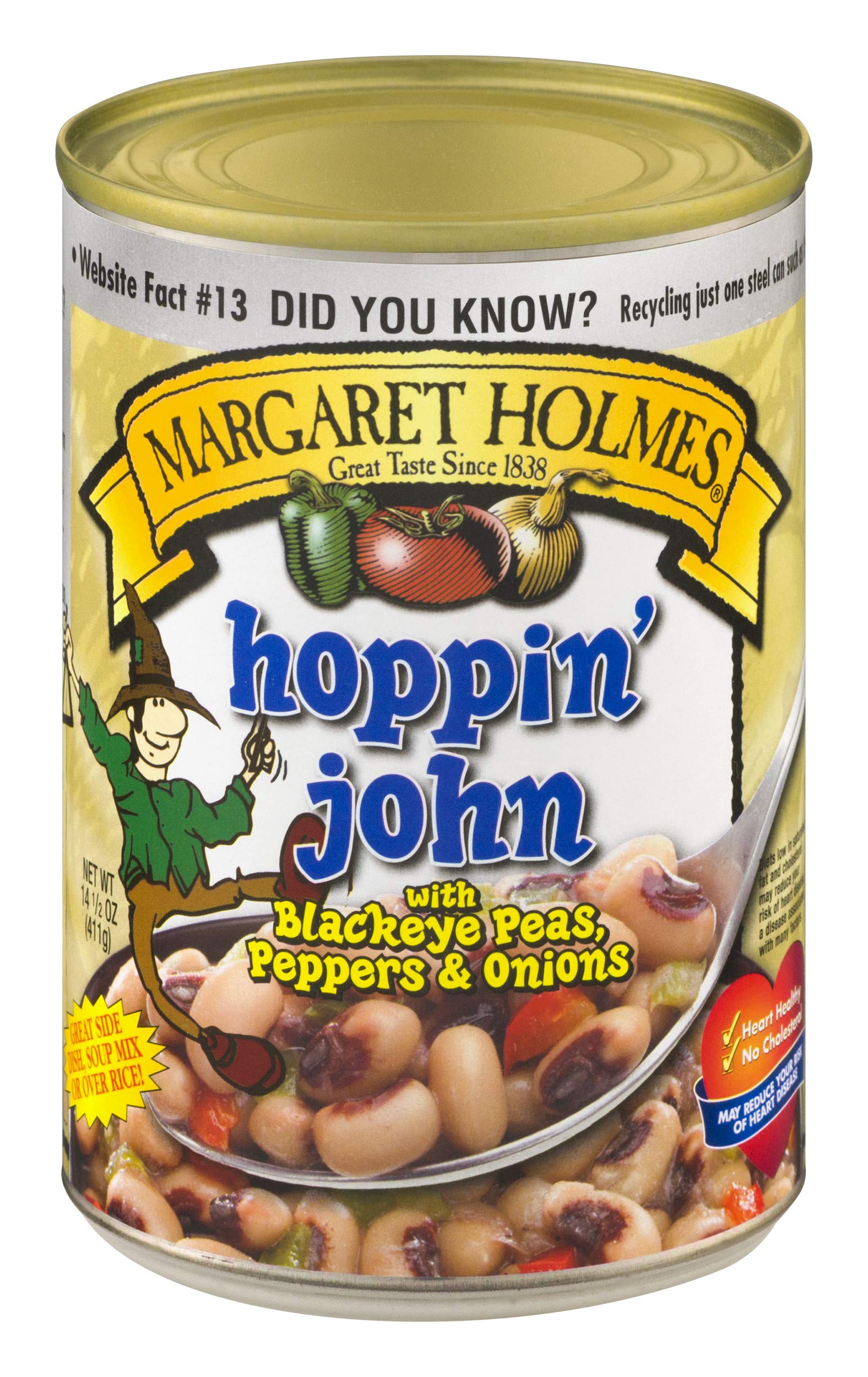 Margaret Holmes Hoppin' John with Black Eyed Peas, Peppers & Onions - 2 Pack (14.5 oz Cans) - Southern Style Canned Beans for Quick Meals, Camping & Emergency Food Storage