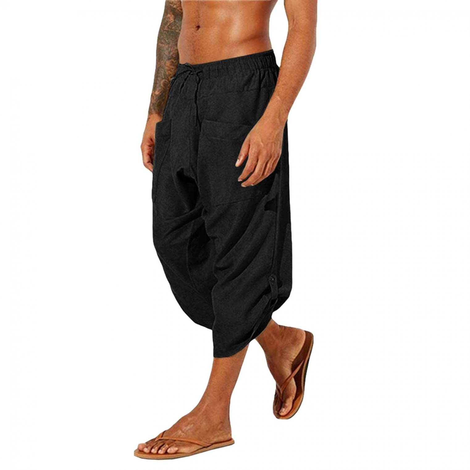 Men's 7 Inch Inseam Linen Casual Shorts - Gym, Sports & Workout Training Shorts with Elastic Waist & Drawstring | Perfect for Running, Yoga, Beach & Summer Outdoor Activities