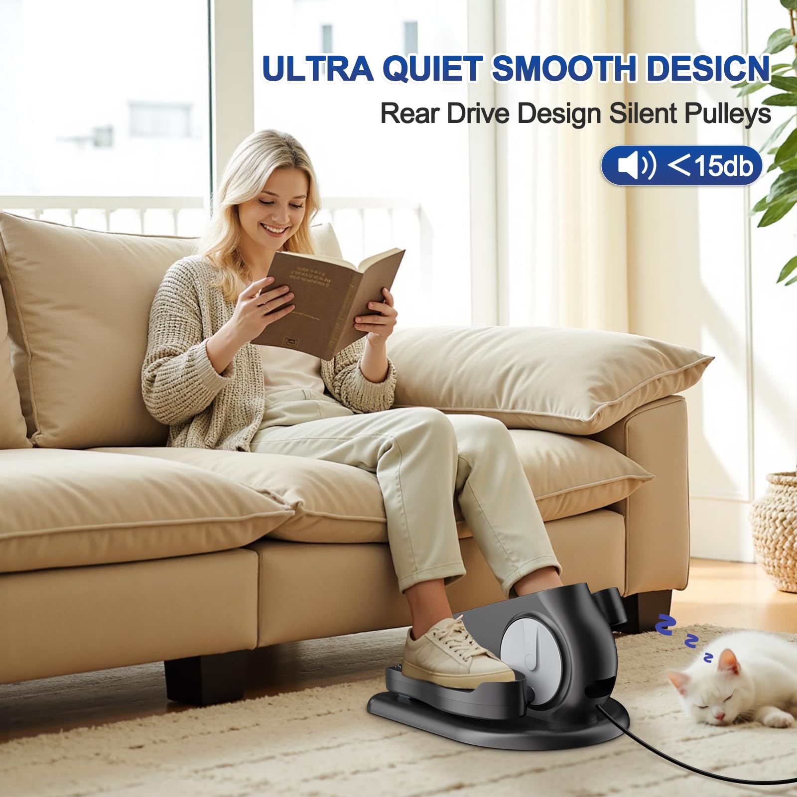 Under Desk Elliptical Machine - Upgraded Quiet Portable Leg Exerciser for Seniors & Office Workers | Electric Seated Pedal Exerciser with Remote Control & 12 Speed Levels | Perfect for Home, Office & Physical Therapy Use