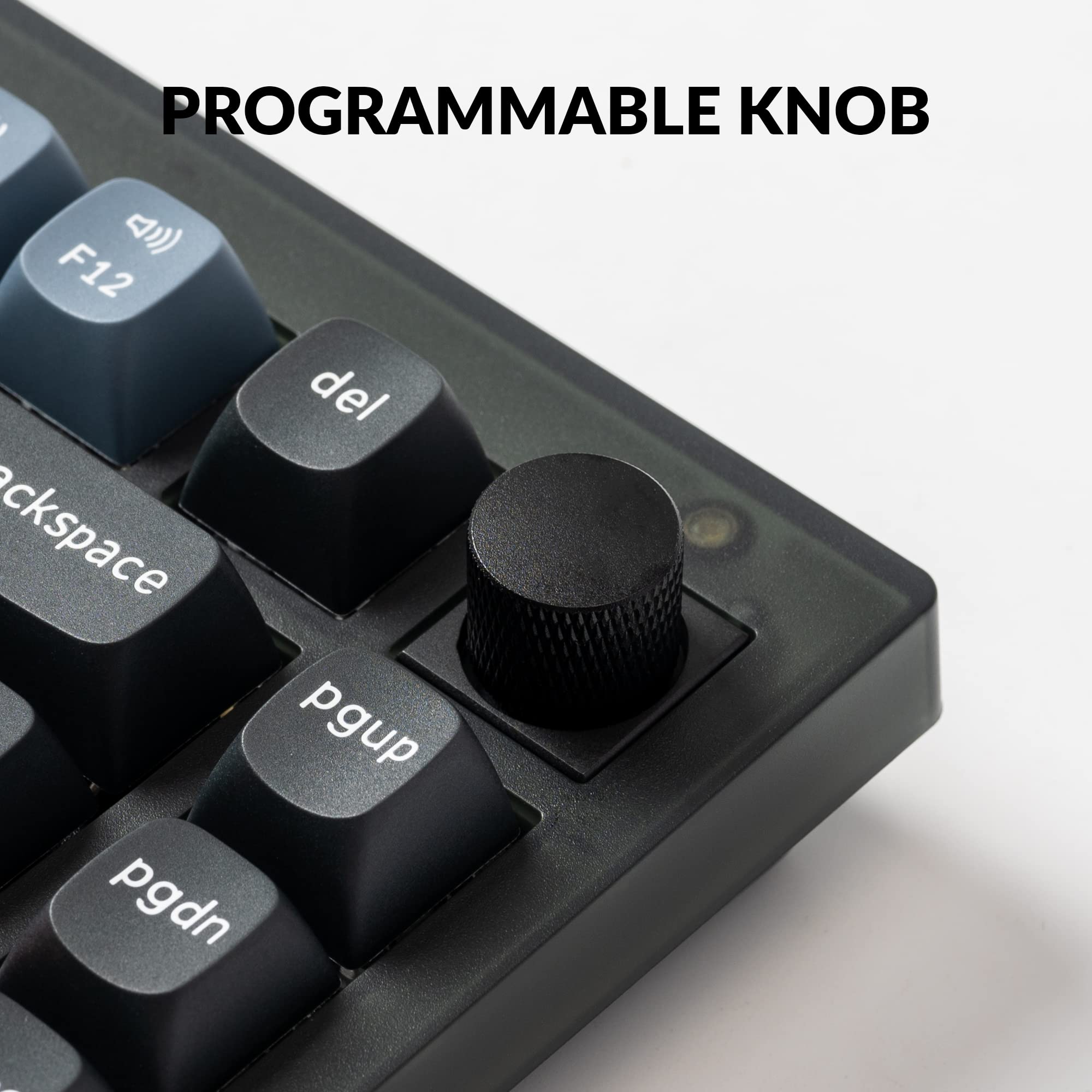 Keychron V1 Wired Custom Mechanical Keyboard with Knob - 75% Compact Layout, QMK/VIA Programmable, Hot-Swappable K Pro Red Switches, Mac/Windows/Linux Compatible (Frosted Black Translucent) - Perfect for Gaming, Coding & Office Work