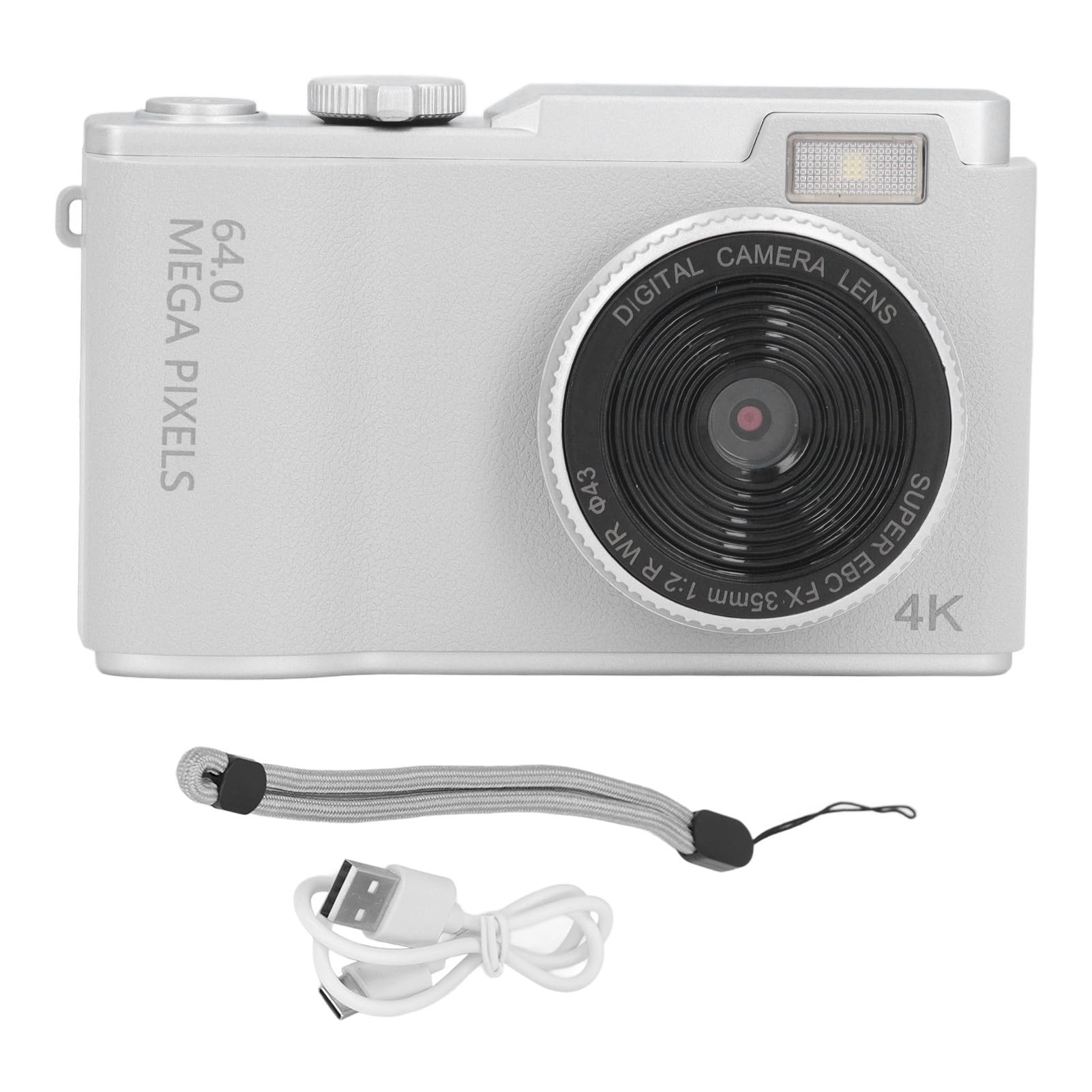 48MP Compact Digital Camera with Anti-Shake Technology - Portable Travel Camera for Vlogging & Photography (White) - Perfect for Outdoor Adventures, Vacations & Everyday Use