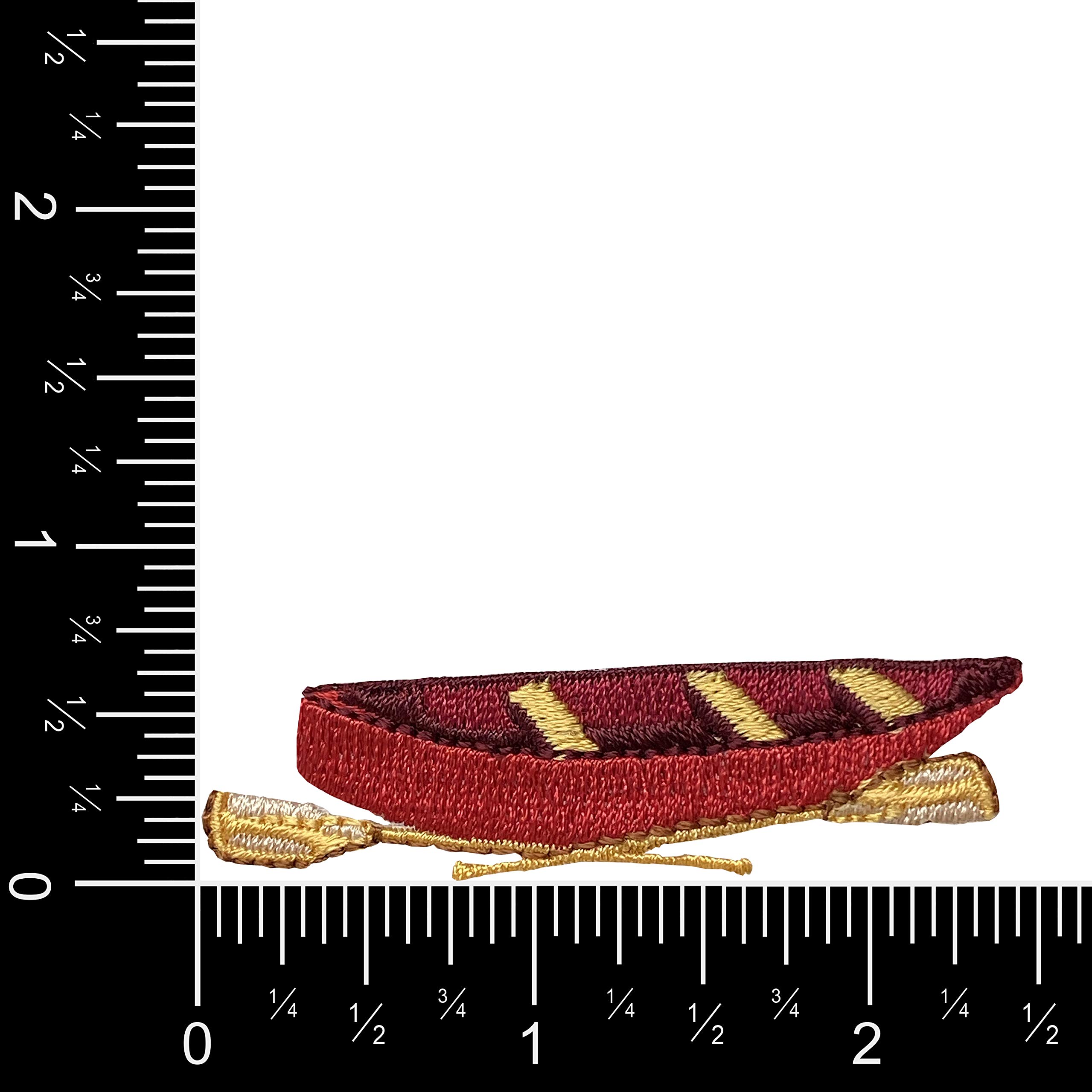 Red Canoe Embroidered Iron-On Patch for Camping, Floating & Outdoor Water Activities - Perfect for Backpacks, Jackets & Gear Customization