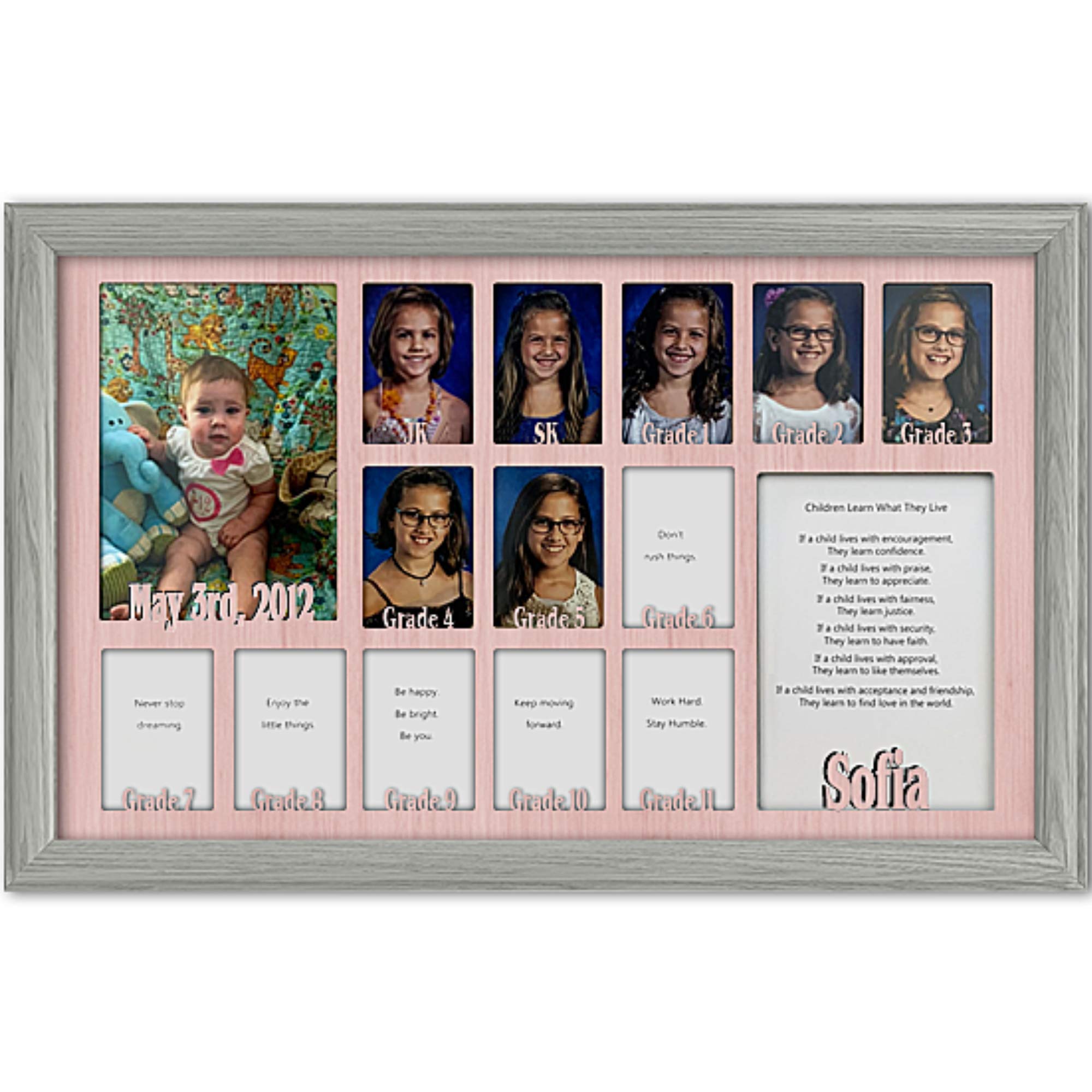 Personalized Northland School Years Photo Frame - Custom Name Engraved for JK SK to Graduation - Holds Twelve 2.5x3.5