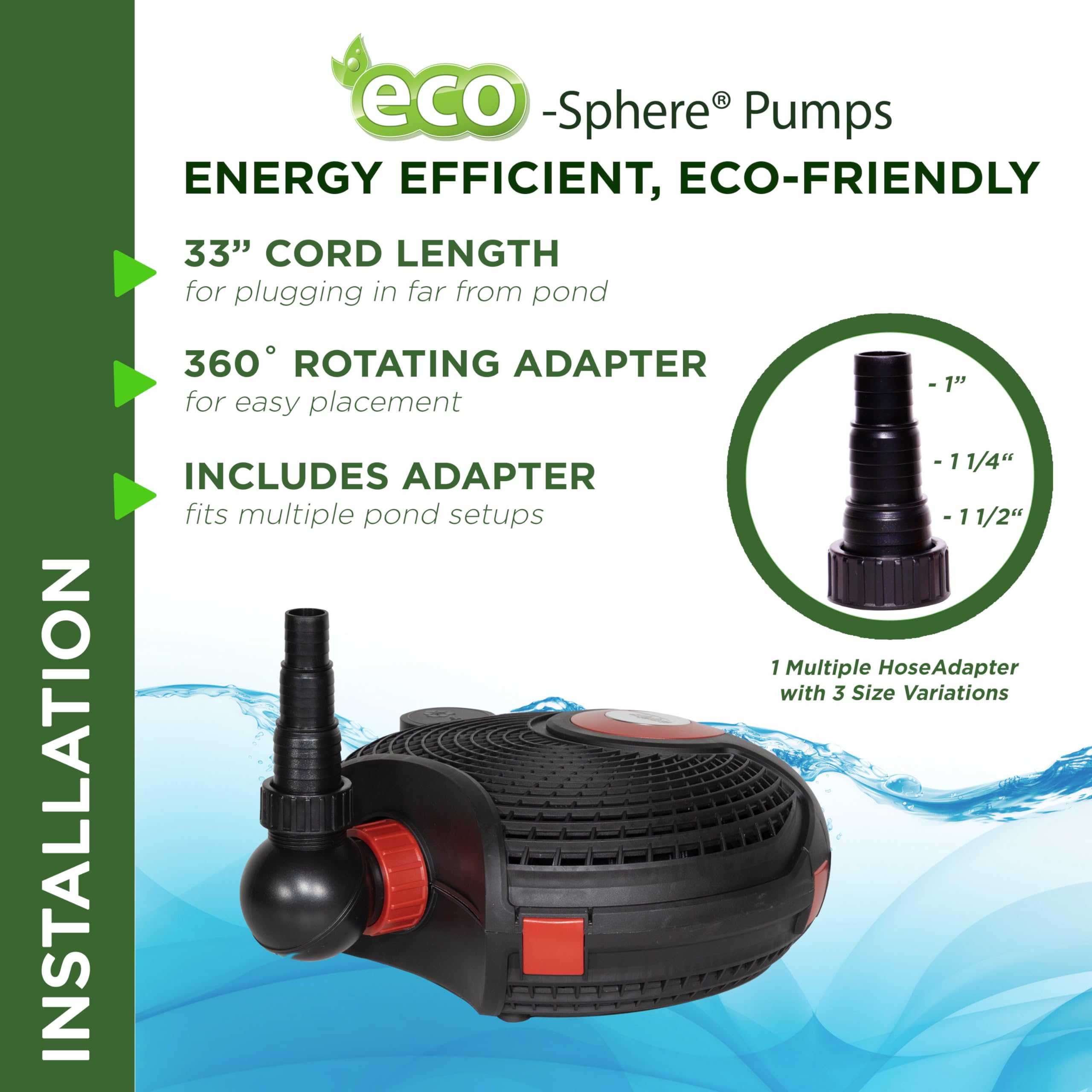 Alpine Corporation 5400GPH Energy Efficient Submersible Pond Pump with Digital Controller & 33ft Power Cord - Ideal for Garden Ponds, Waterfalls & Fountain Decorations