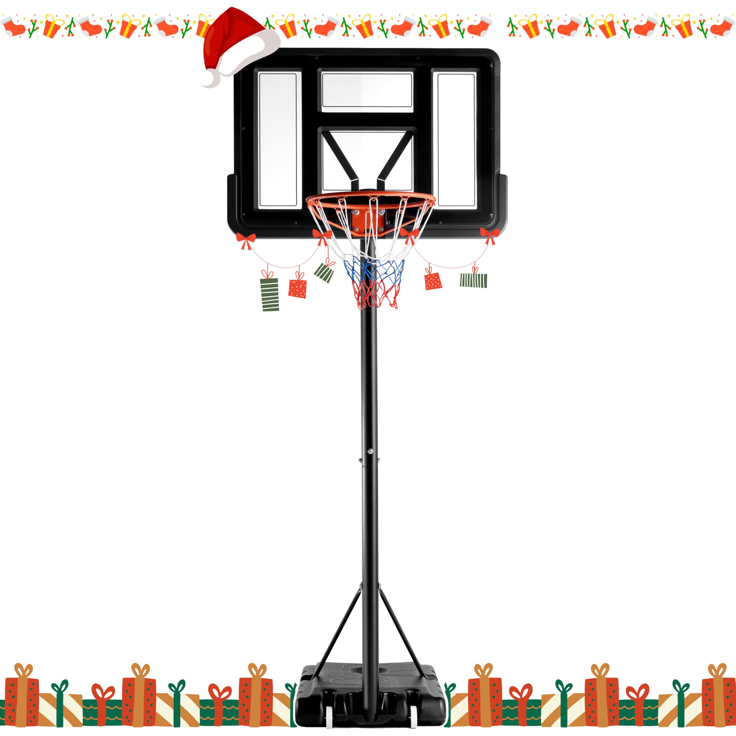 **Simple Deluxe Adjustable 4.2-10ft Portable Basketball Hoop for Outdoor Use - 44