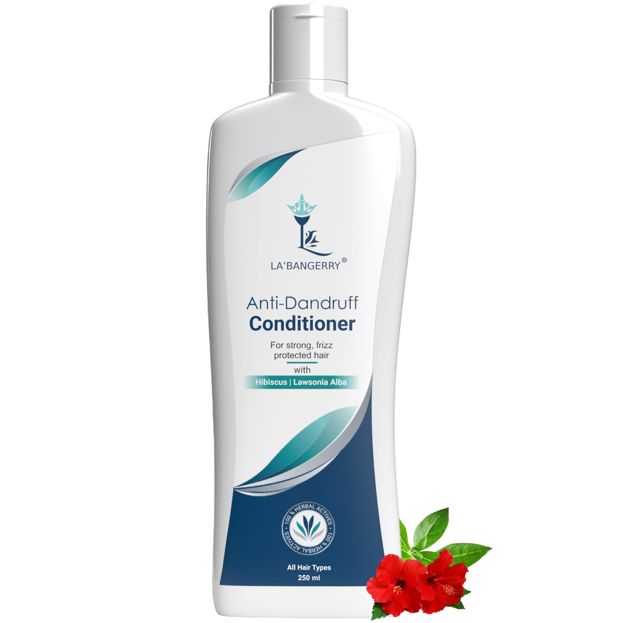 LA'BANGERRY Anti Dandruff Conditioner with Hibiscus & Henna - Nourishes & Strengthens Hair, Prevents Thinning - 250ml - Ideal for Daily Hair Care & Scalp Health for All Hair Types