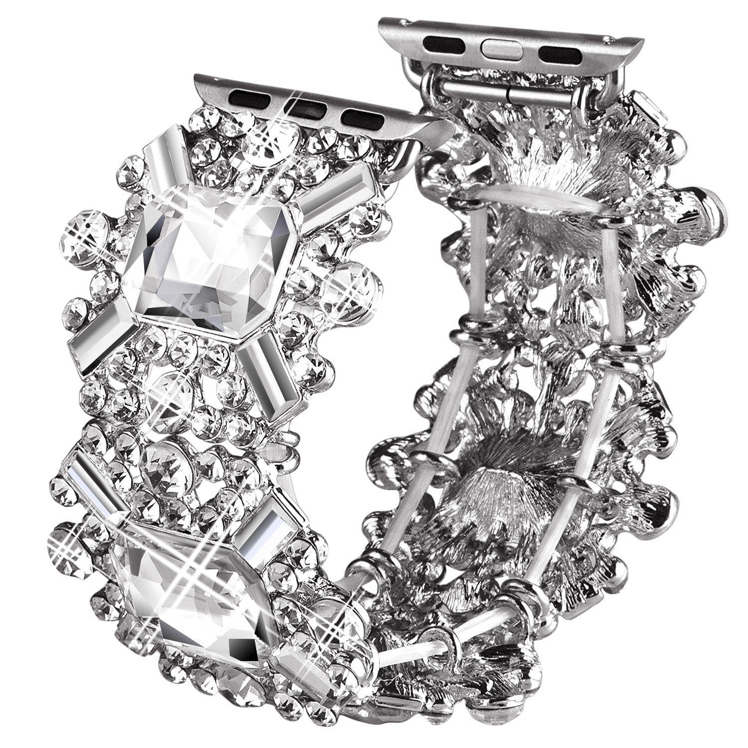 VIQIV Bling Bands for Apple Watch 38mm 40mm 41mm 42mm 44mm 45mm 49mm - Compatible with Series SE 9 8 7 6 5 4 3 2 & Ultra - Diamond Rhinestone Dressy Metal Wristband Strap for Women - Perfect for Parties, Weddings & Special Occasions