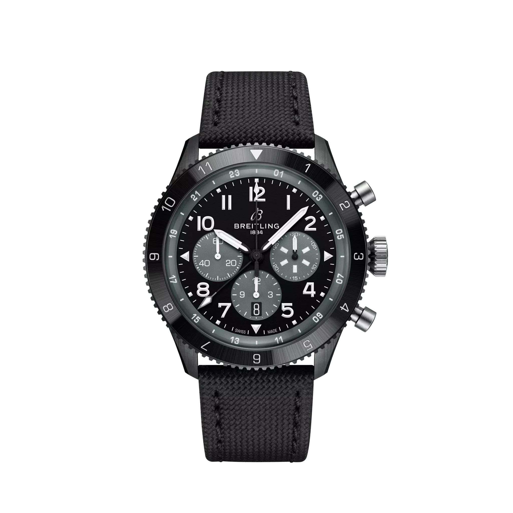 Breitling AVI B04 Chronograph GMT 46mm Black Ceramic Men's Luxury Watch for Aviation, Travel & Business Professionals