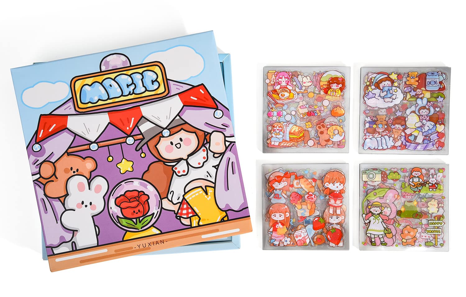 100 Sheets Cute Cartoon Stickers - Animal, Flower & Figure PET Transparent Decals for Scrapbooking, Journals, Planners & DIY Crafts - Perfect for Kids, Teens & Adults