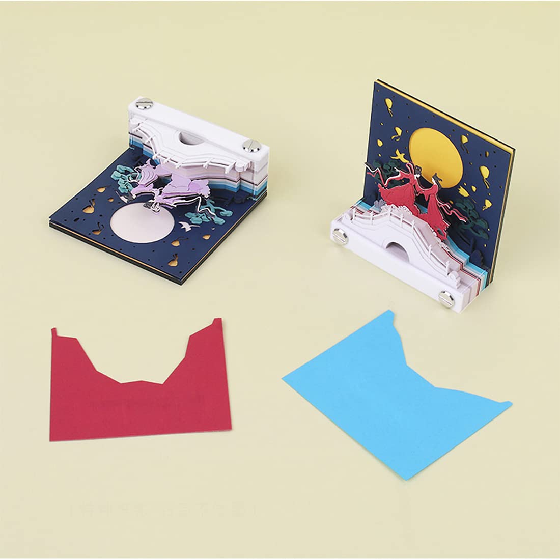 3D Sticky Notes - Kawaii Cute Memo Pad with Holder, Purple Lovers Meet Again Design - Perfect for Office, School, Home & Gift Giving