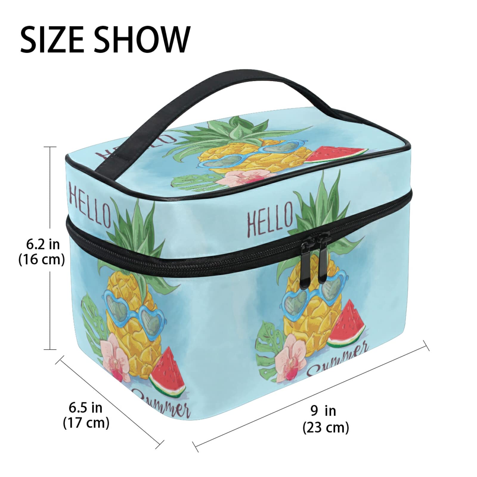 Stylish Tropical Pineapple Makeup Bag for Women - Waterproof Cosmetic & Toiletry Travel Organizer - Perfect for Beach Vacation, Gym, and Daily Essentials Storage