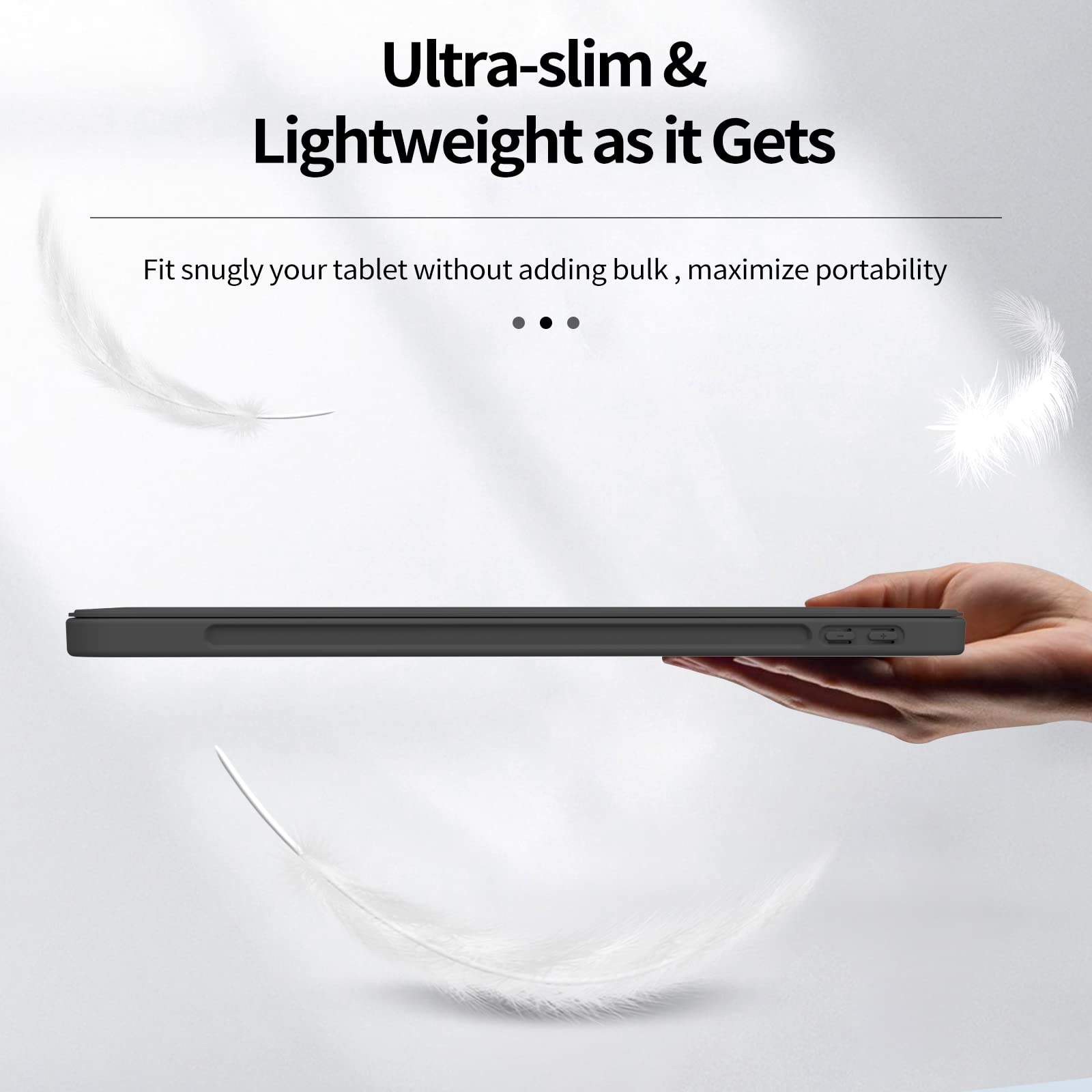 Premium Slim Trifold Stand Case for iPad Air 5th Gen (2022) & iPad Air 4th Gen (2020) 10.9 Inch - Auto Sleep/Wake, Pencil Holder & Soft TPU Back Cover - Perfect for Work, Study & Travel - Black