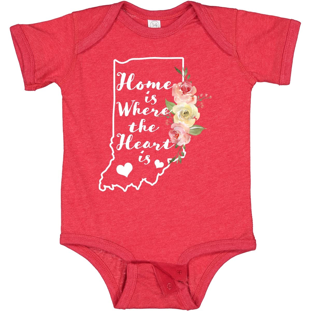 Inktastic Indiana Home is Where The Heart is Watercolor Baby Bodysuit - Soft Cotton Onesie for Newborns, Infants & Toddlers - Perfect for Family Photos, Holidays & Everyday Wear