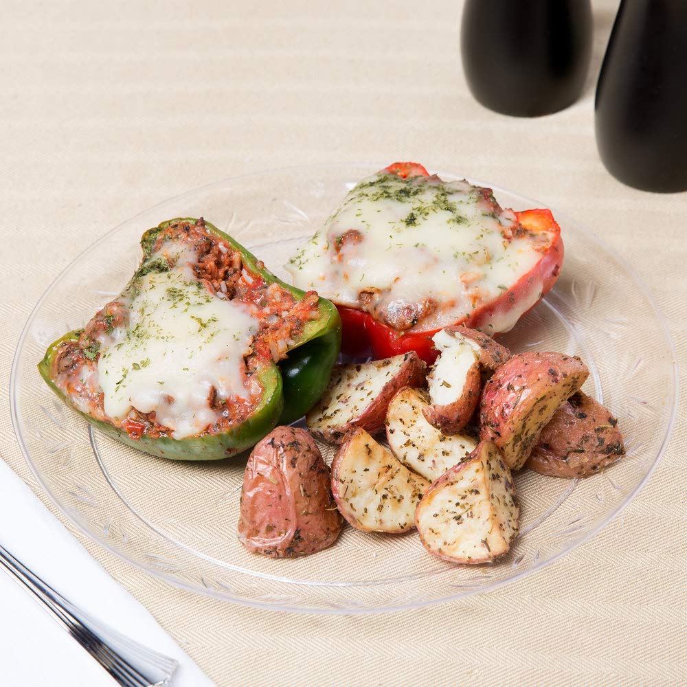 Simcha Collection 10 Inch Clear Plastic Plates - Bulk Pack of 120 Disposable Dinner Plates for Parties, Picnics, Catering & Events - Durable BPA-Free Plastic Plates