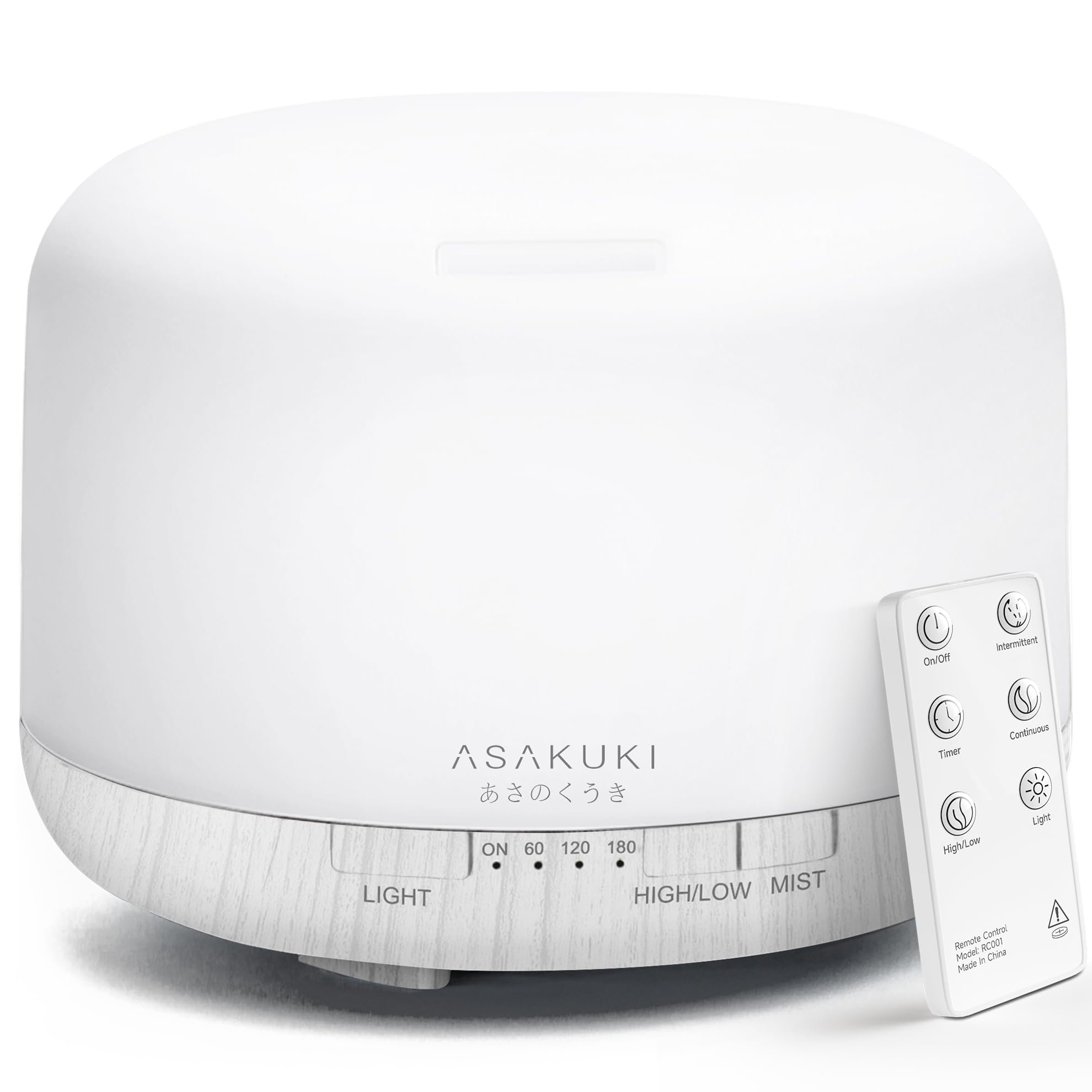 ASAKUKI 500ml Premium Essential Oil Diffuser with Remote Control - 5-in-1 Ultrasonic Aromatherapy Humidifier for Home, Office, Yoga & Spa - Auto Shut-Off, Timer, Quiet Operation (White) - Perfect for Relaxation, Sleep & Stress Relief