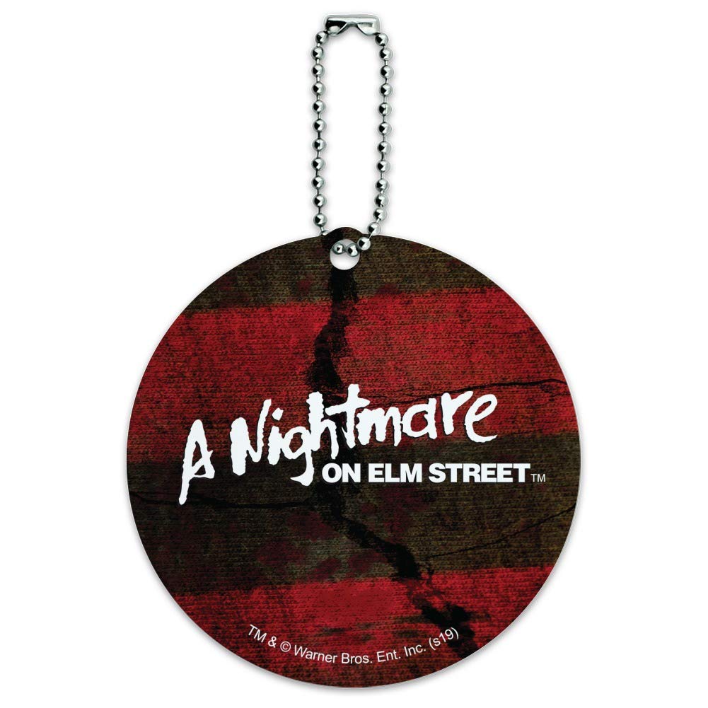 Nightmare on Elm Street Logo Round Luggage ID Tag - Durable Suitcase & Carry-On Identification - Perfect for Horror Fans Travel Accessories (Halloween, Horror Conventions, Themed Vacations)