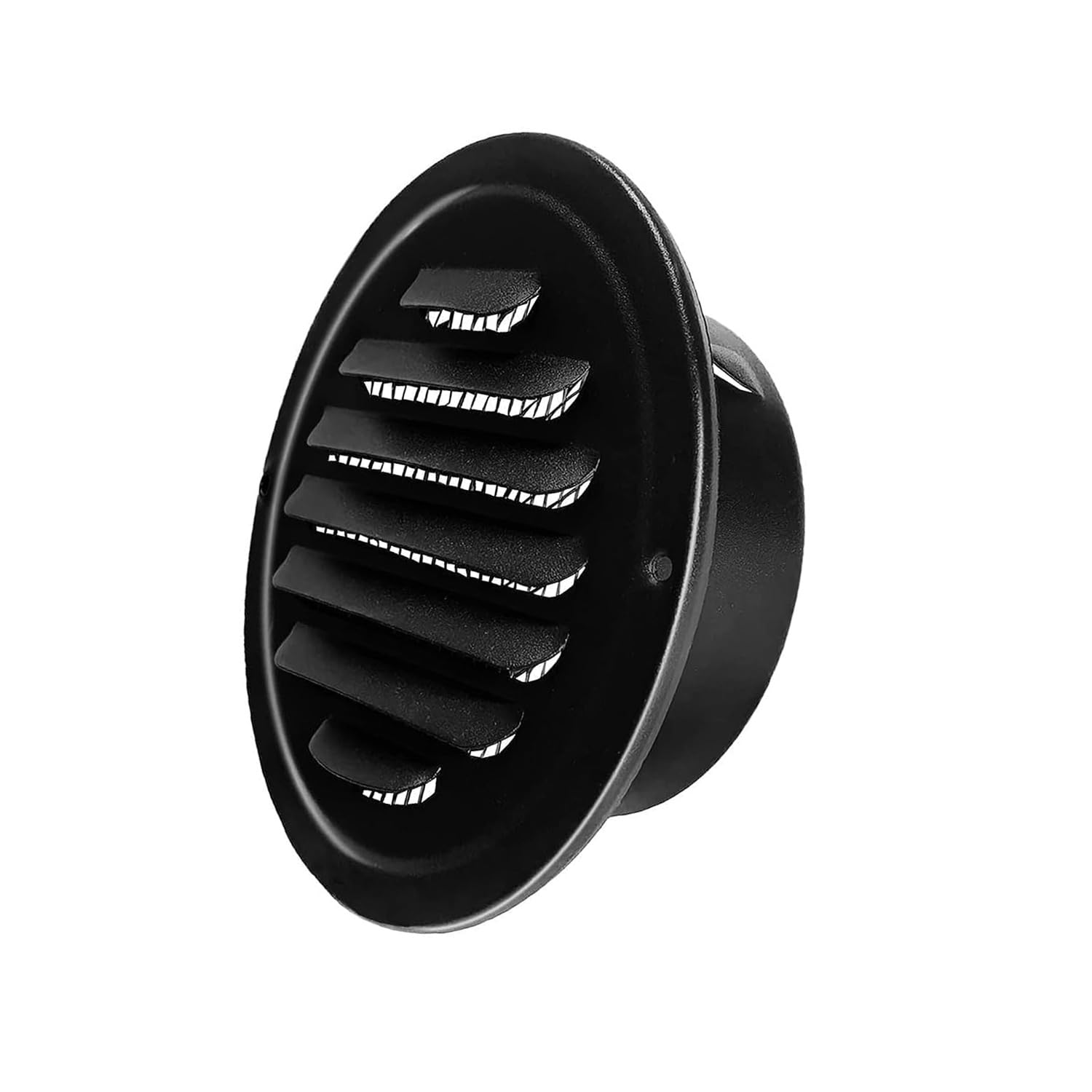 4 Inch Black Metal Round Vent Cover - Louvered Stainless Steel Grille with Fly Screen Mesh for Improved Air Circulation & Ventilation - Perfect for Home, Office, and HVAC Systems