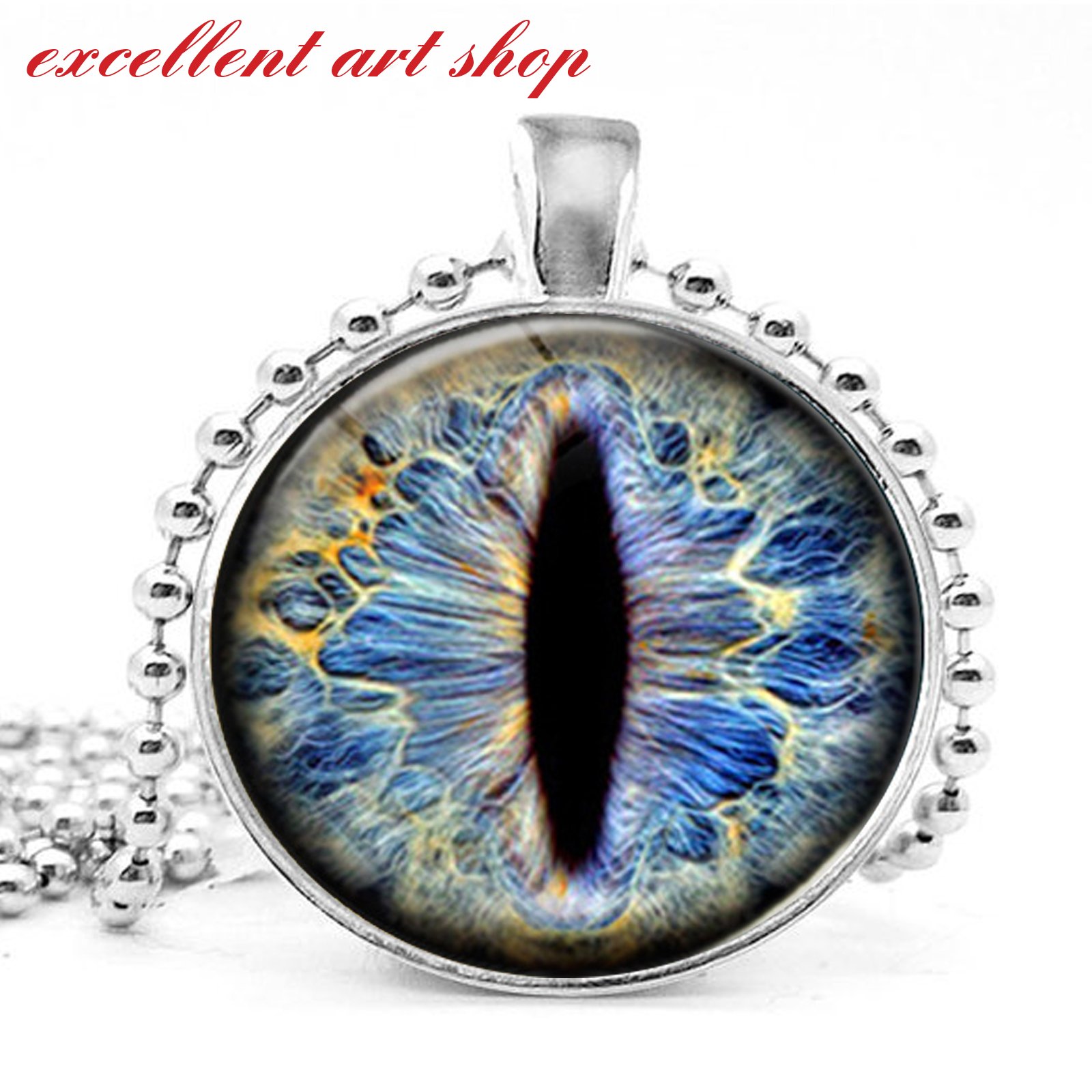 Frost Dragon Eye Pendant Necklace - Fantasy Dragon Jewelry Charm for Gaming Geeks & Fantasy Lovers - Perfect for Cosplay, LARP, and Gift Giving