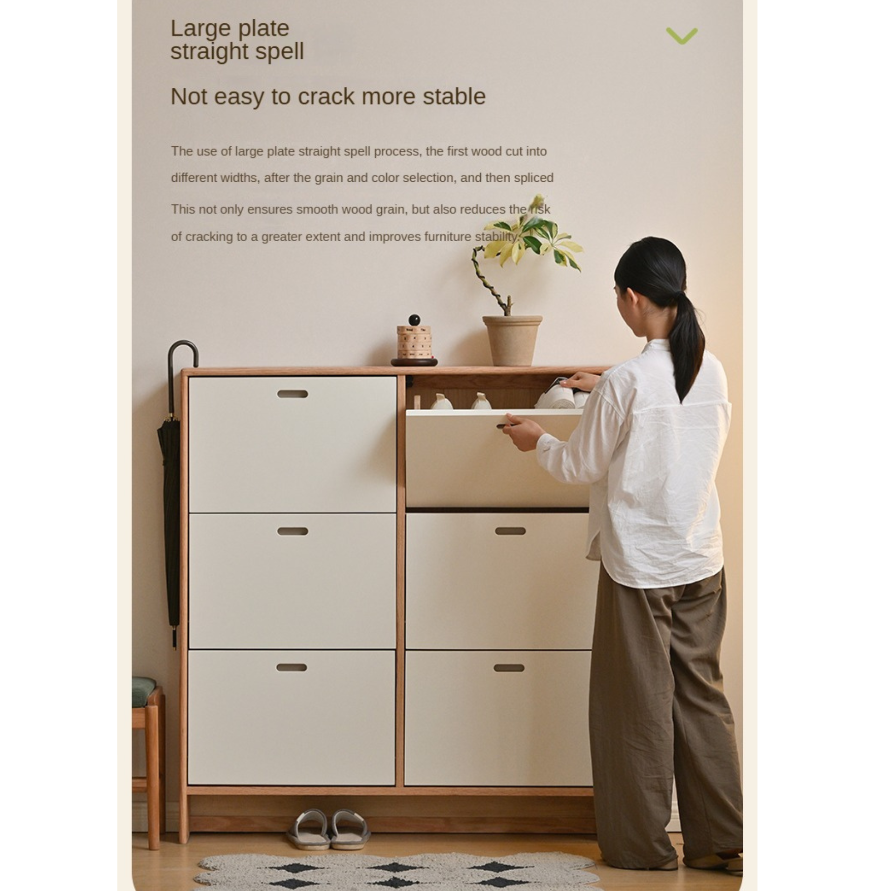 Birch Solid Wood Ultra Thin Shoe Cabinet - Space Saving Entryway Storage Organizer for Shoes, Boots & Accessories | Perfect for Small Apartments, Hallways & Closets
