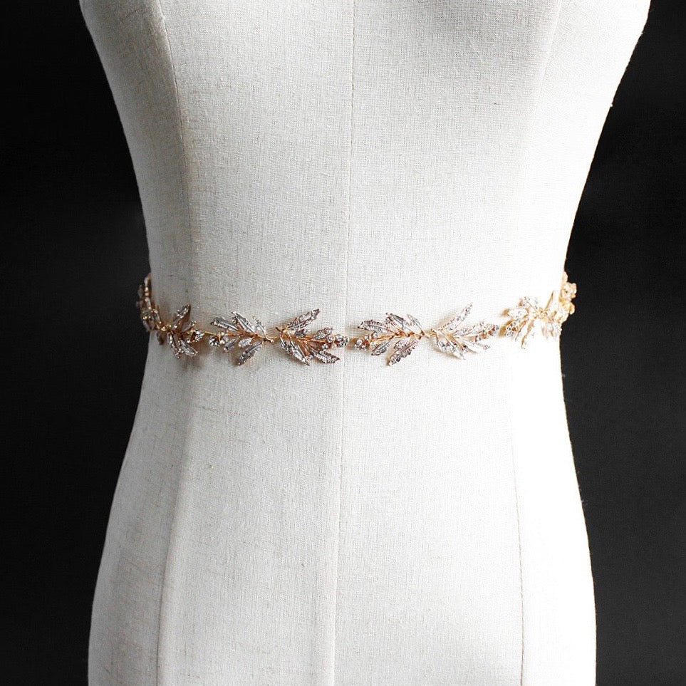 Uma Crystal Wired Bridal Belt - Silver, Rose Gold & Yellow Gold Options | Elegant Wedding Accessory for Brides, Bridesmaids & Special Occasions