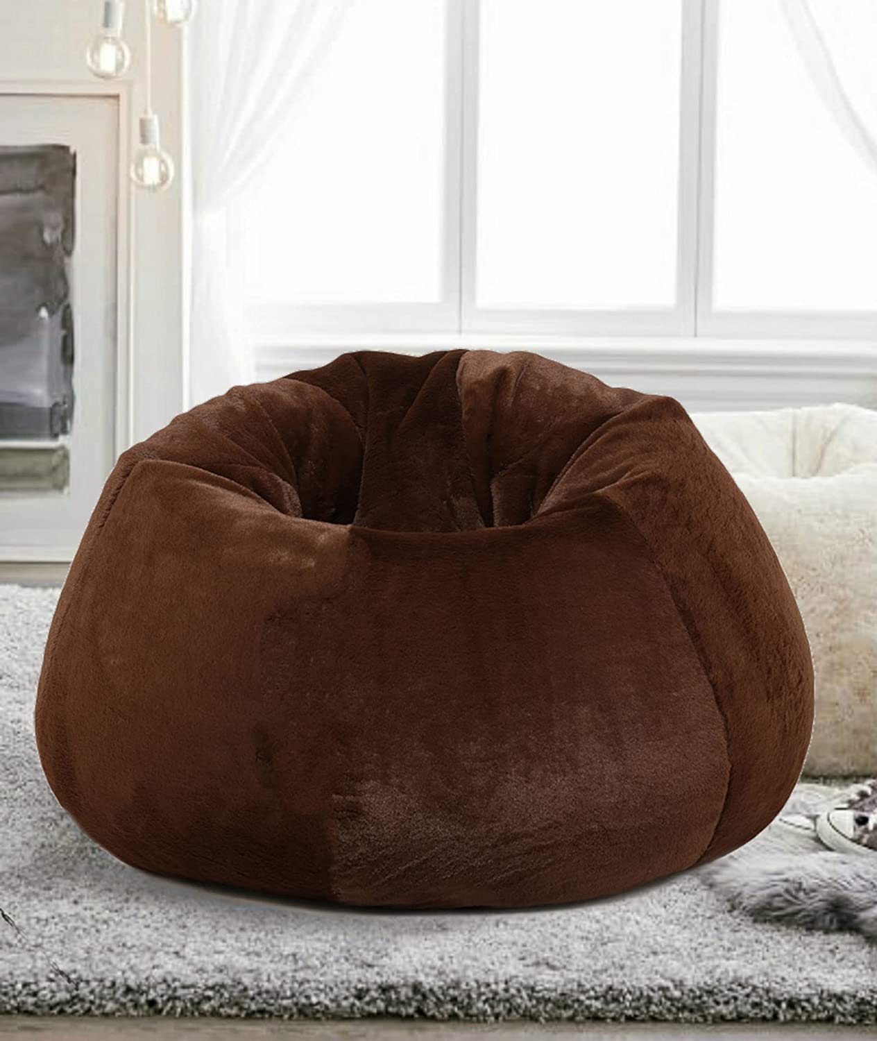 Premium Brown Soft Fur Bean Bag Cover - XXXL Size for Sofa, Couch & Lounge Chair | Ultra-Plush & Luxurious | Perfect for Living Room, Bedroom, Game Room & Dorm Decor