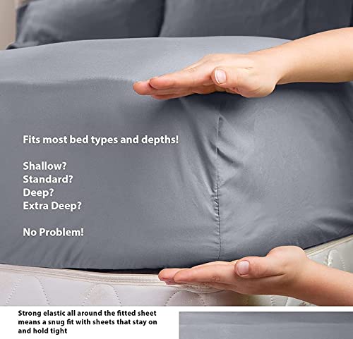 Premium 600 Thread Count Cotton Sateen Sheet Set - Silver Grey, 4-Piece Olympic Queen Size with 25