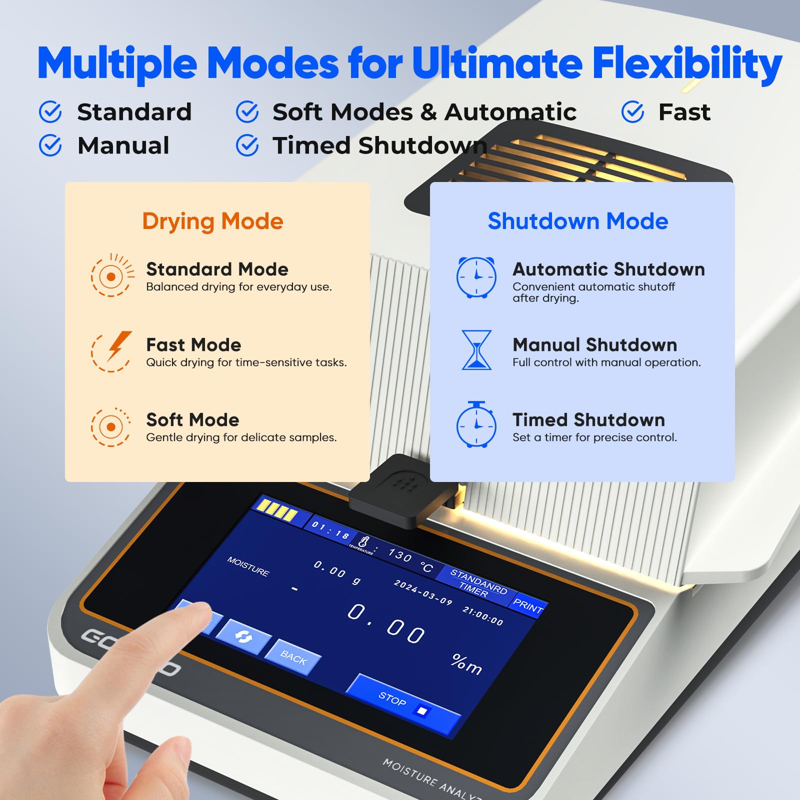 High-Precision Halogen Moisture Analyzer 110V~120V - Rapid Heating & Drying (40-160°C) with 5mg-110g Capacity for Food, Plants, Construction Materials | Ideal for Lab Testing, Quality Control & Industrial Moisture Measurement