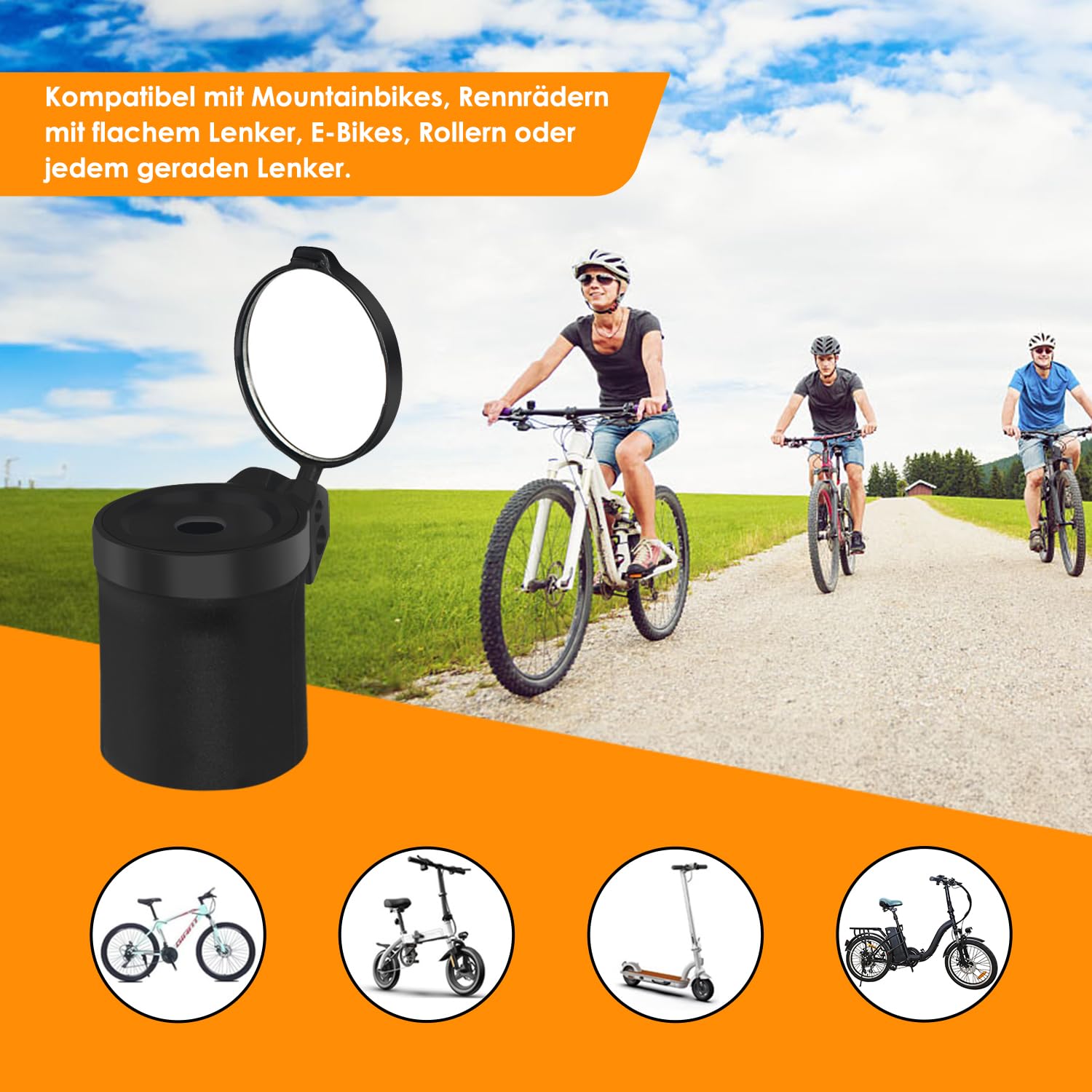 Arkham Bicycle Handlebar Mirror - Foldable 360° Rotating Rear View Mirror with Rubber Mount for Mountain & Road Bikes (Pair) - Perfect for Commuting & Trail Riding Safety