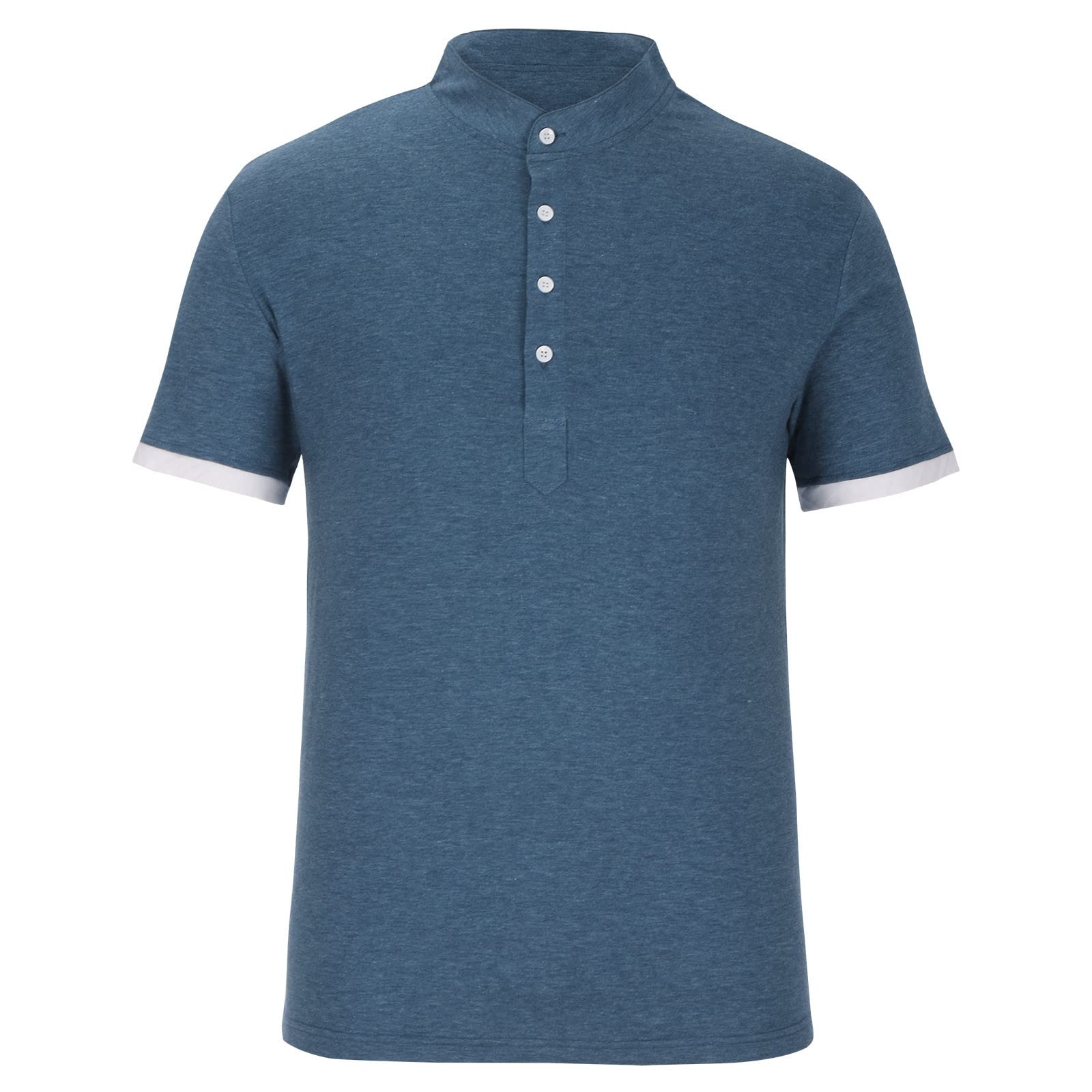 Ozmmyan Men's Plus Size Golf Shirts - Solid Color Short Sleeve Button-Up Business Casual Shirts for Work & Outdoor Activities | Perfect for Golf, Office & Summer Wear