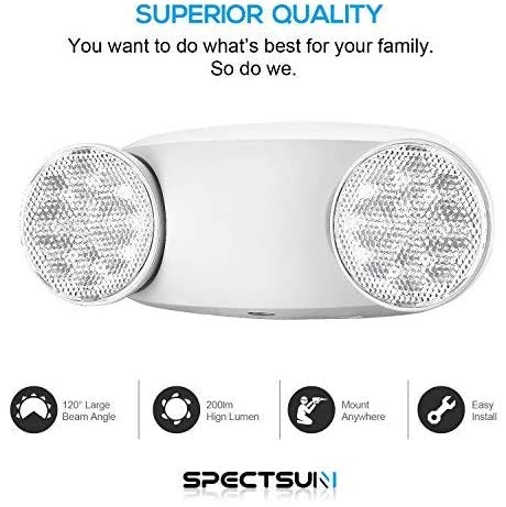 SPECTSUN 10 Pack LED Emergency EXIT Sign Lighting Combo - 120-277V UL 924 Certified Commercial & Home Emergency Lights with Ebulb LED Bulbs - Ideal for Power Outages, Office Buildings, Schools, and Emergency Exits