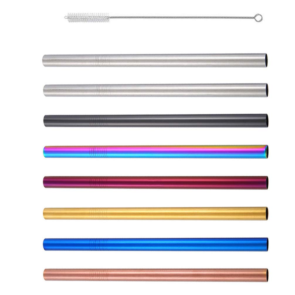 Eco-Friendly Stainless Steel Straws Set - Reusable Drinking Straws for Coffee, Tea, Smoothies & Milk - Rustproof & Durable Metal Straws for Home, Office, Travel & Parties
