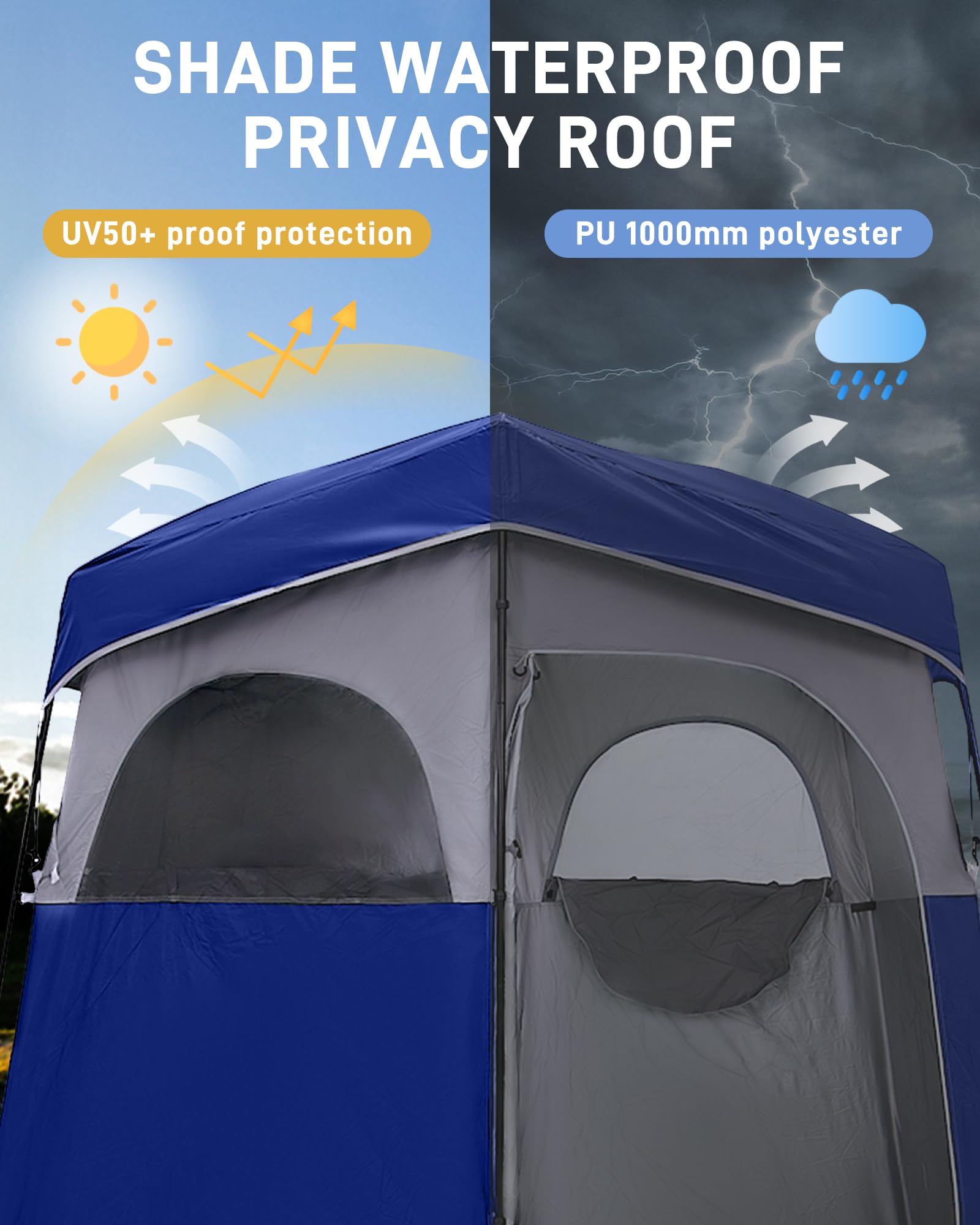 **KingCamp Oversized Portable Camping Shower Tent – Privacy Shelter for Outdoor Showers & Changing Room, Easy Setup with Shower Bag (1 or 2 Rooms) – Perfect for Camping, Hiking, Beach & RV Trips**