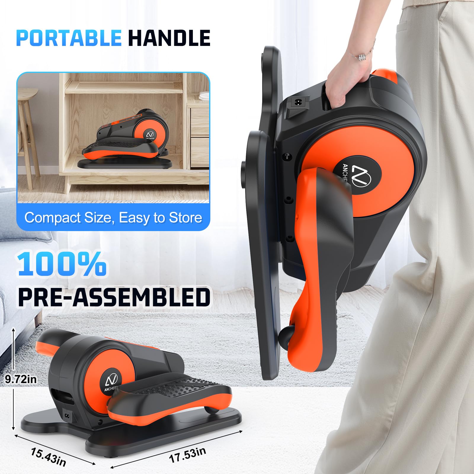 ANCHEER Under Desk Elliptical Machine - Motorized Leg Exerciser for Seniors & Office Workers, 12 Adjustable Speeds, Quiet Seated Elliptical Trainer (Perfect for Home Office, Rehabilitation & Low-Impact Workouts)