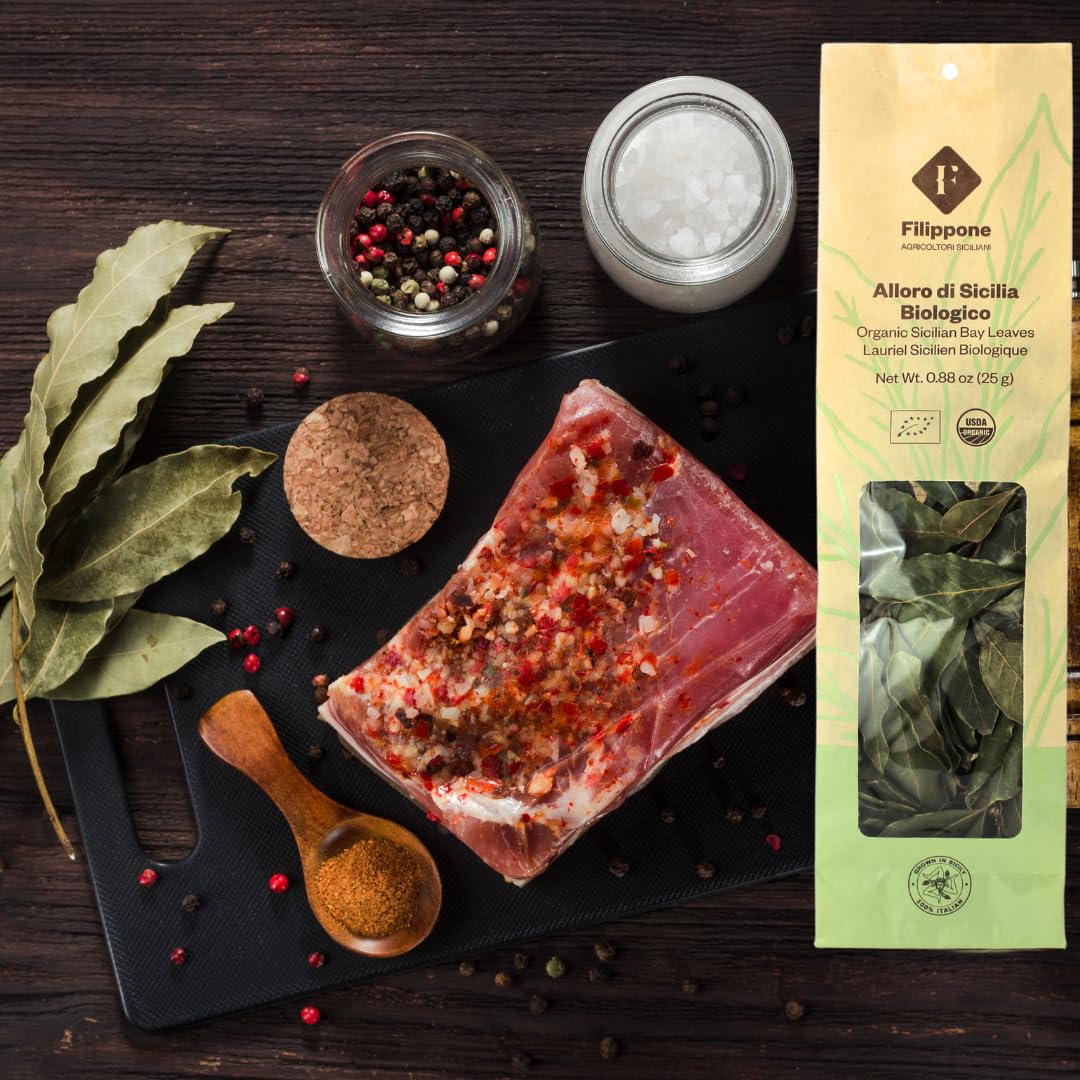 Organic Bay Leaves on Stem - Sicilian USDA Certified (25g/0.88oz) | Premium Culinary Herb for Soups, Stews & Mediterranean Cooking