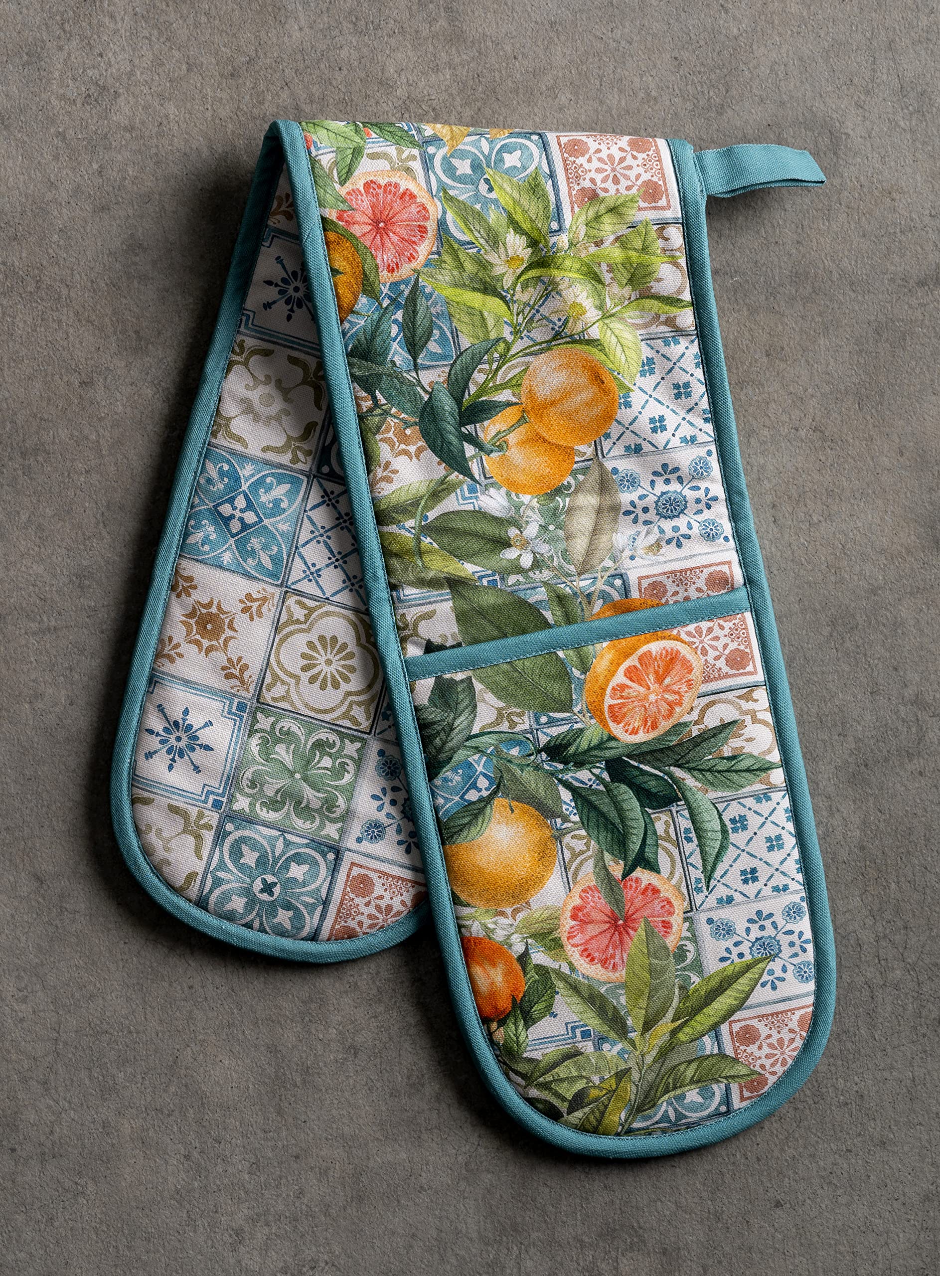 Hermès-Inspired Double Oven Mitts Set - 100% Cotton Heat Resistant Gloves (7