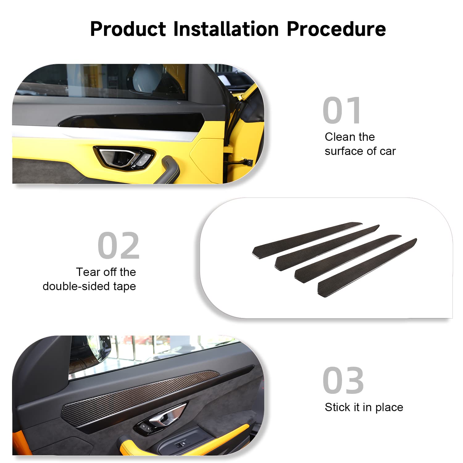 Premium Real Carbon Fiber Car Interior Door Panel Stripe Cover Molding Trim for Lamborghini URUS 2018-2023 - Red Carbon Fiber Style Upgrade for Luxury SUV Interior Protection & Customization