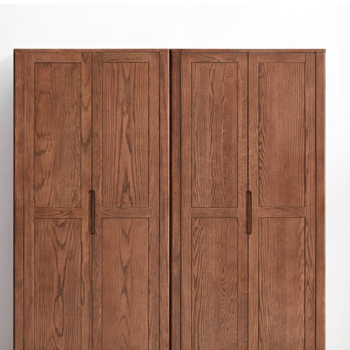 Solid Oak Wood Wardrobe in Walnut Finish - Stylish and Durable Closet Storage for Bedroom, Living Room, or Walk-in Closet