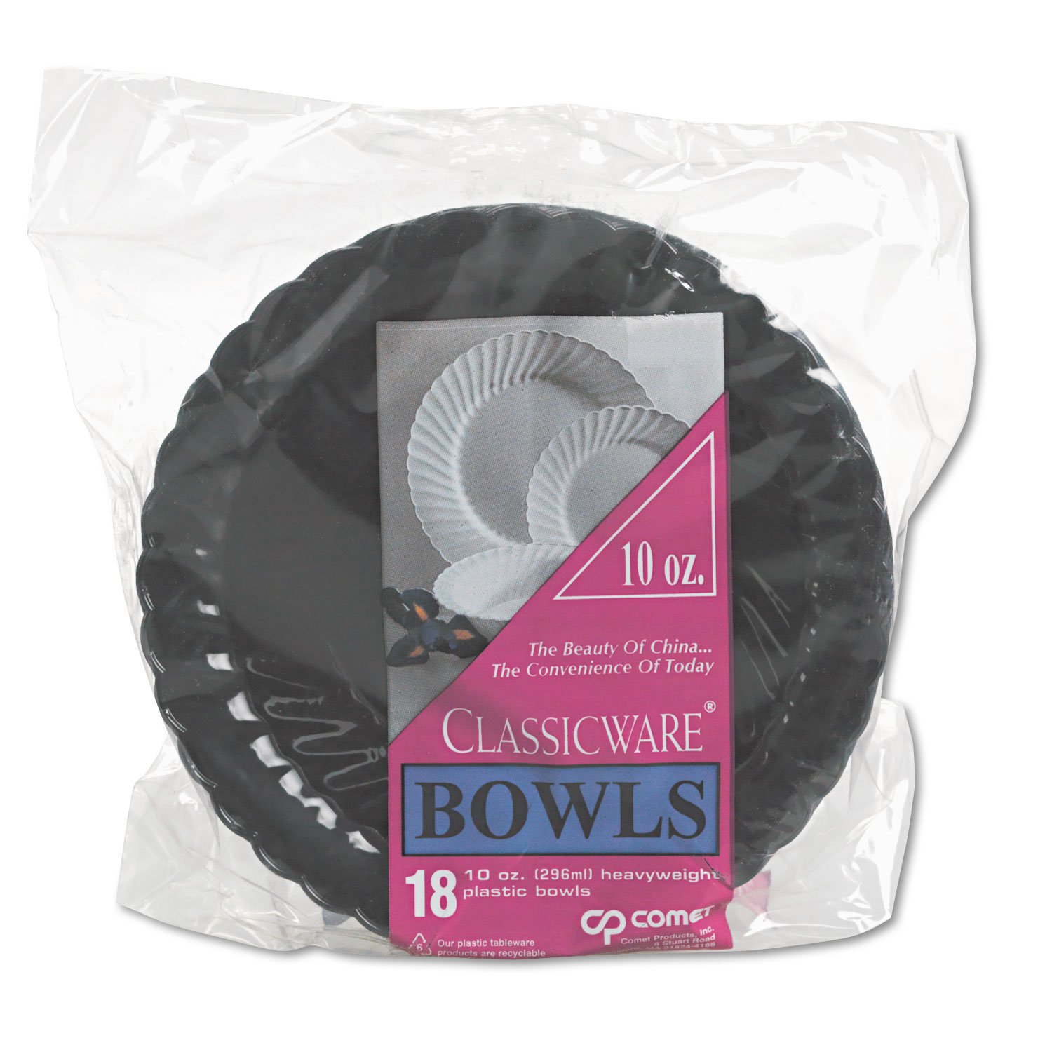 WNA CW10144BK Classicware 10.25 Inch Black Plastic Plates - Set of 144 Durable Disposable Dinner Plates for Parties, Picnics, BBQs & Catering Events
