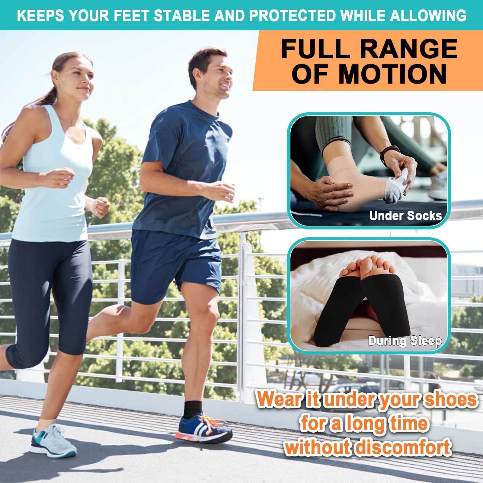 ACTINPUT 3 Pack Ankle Compression Sleeves for Plantar Fasciitis Relief - Open Toe Arch Support Braces for Men & Women - Ideal for Running, Walking & Sports Recovery