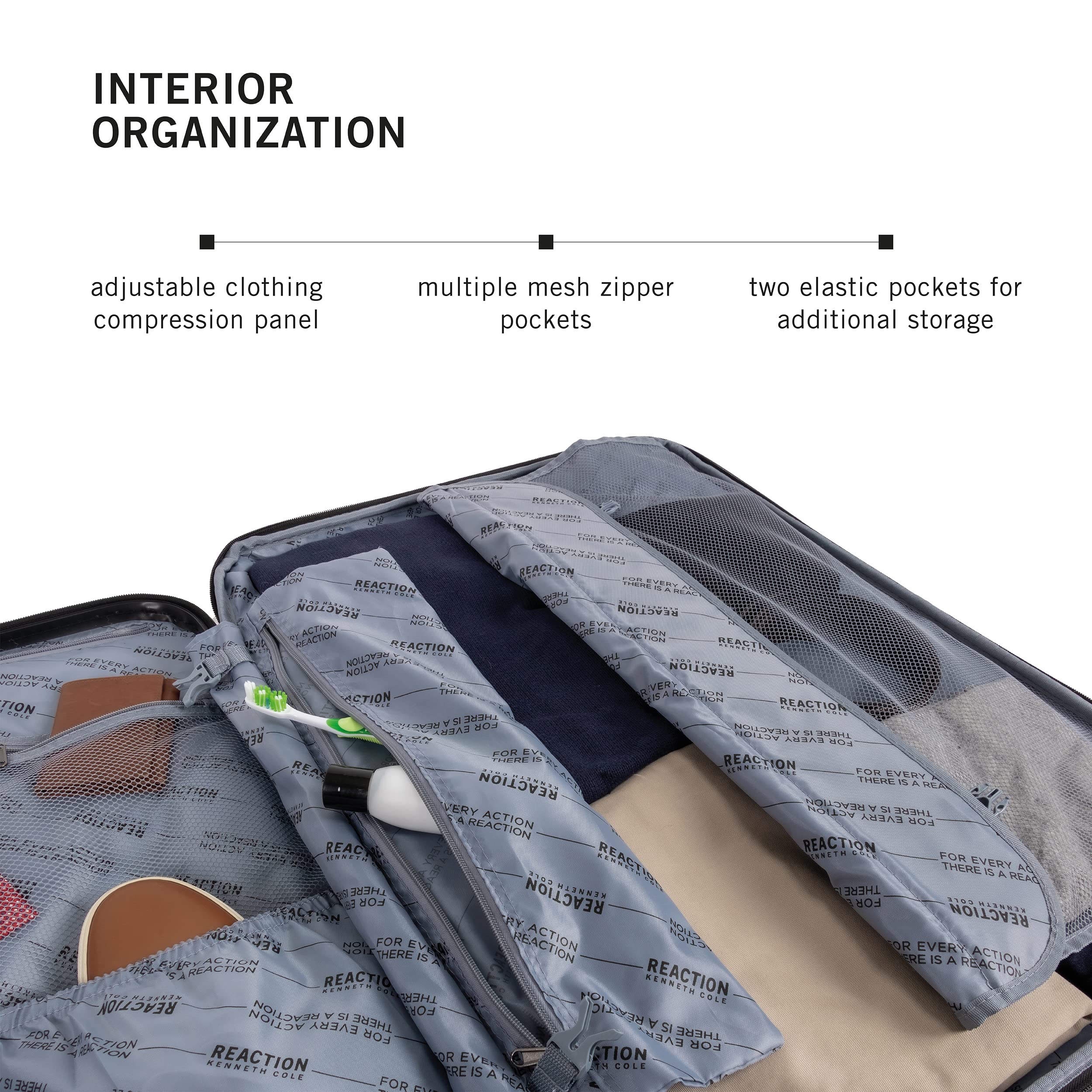 Kenneth Cole REACTION Renegade 24-Inch Expandable Hardside Spinner Luggage with 8-Wheels - Lightweight Checked Suitcase in Champagne | Perfect for Business Travel & Vacation Packing