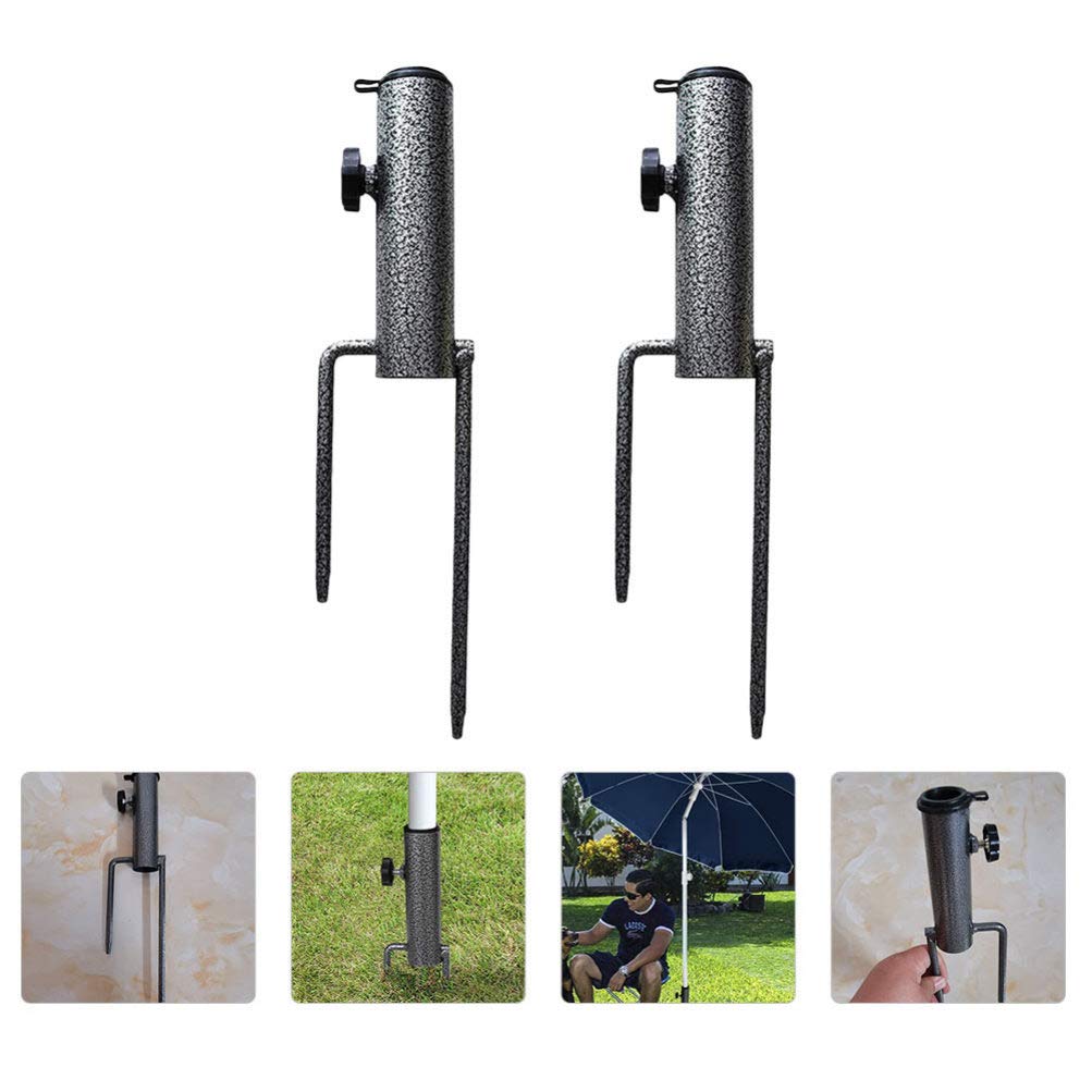 Hemoton 2 Pack Heavy Duty Sun Umbrella Anchor - Durable Steel Ground Stake for Patio, Beach & Garden Umbrellas - Perfect for Outdoor Shade Support in Backyard, Poolside & Camping