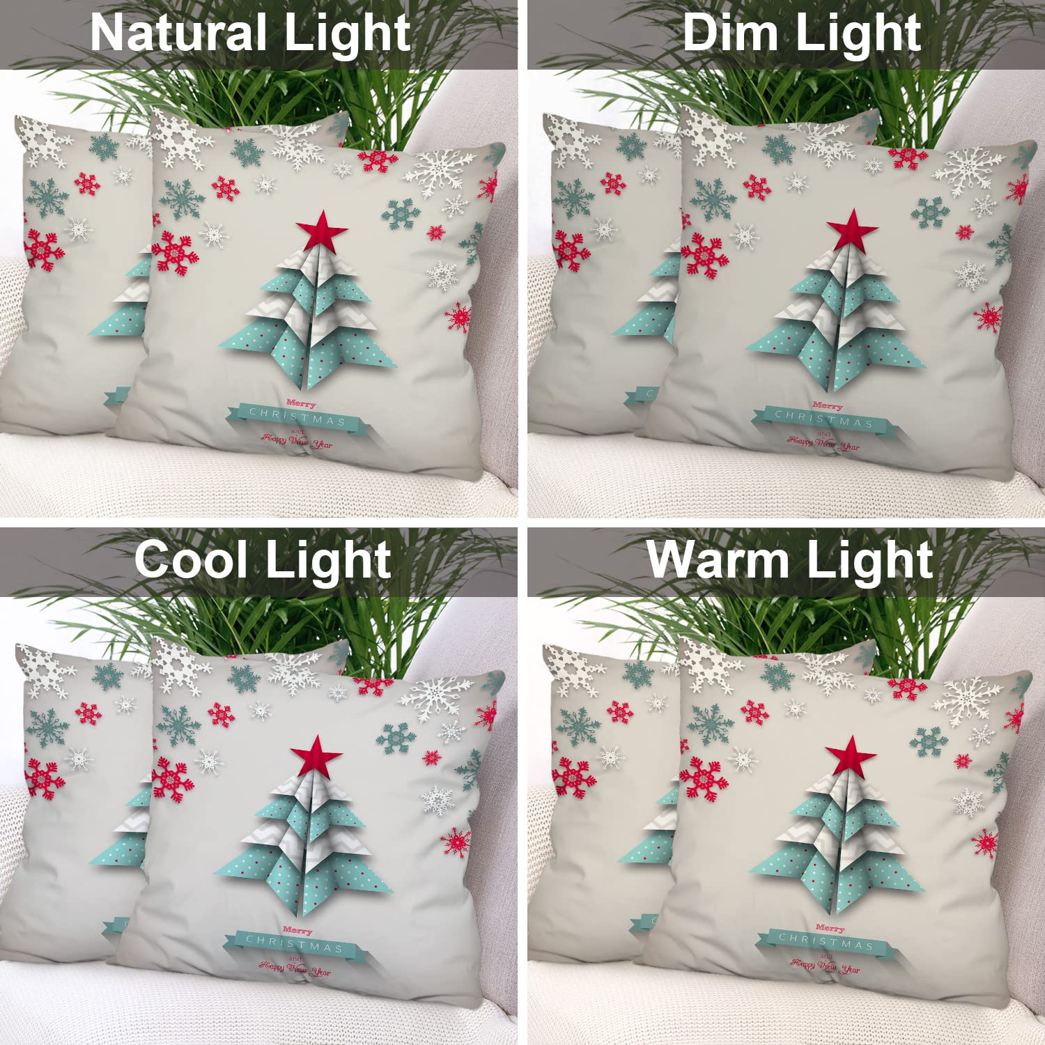 Batmerry Christmas Origami Tree Throw Pillow Covers - 20x20 Inch Beige Abstract Decorative Cushion Covers with Invisible Zipper for Sofa, Couch & Bed | Holiday Home Decor, Festive Living Room Accent