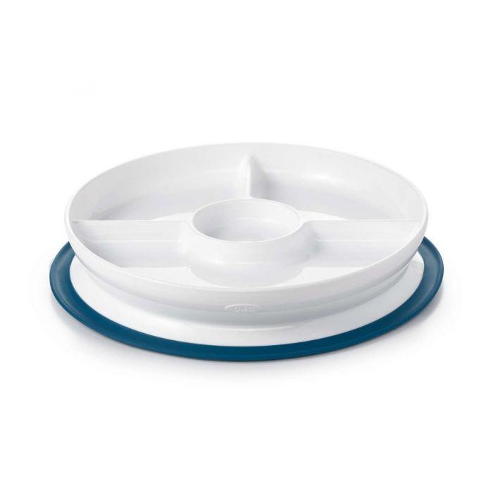 OXO Tot Stick & Stay Divided Plate - Non-Slip Baby Feeding Dish for Toddlers & Kids - Perfect for High Chairs, Travel & Mess-Free Meals