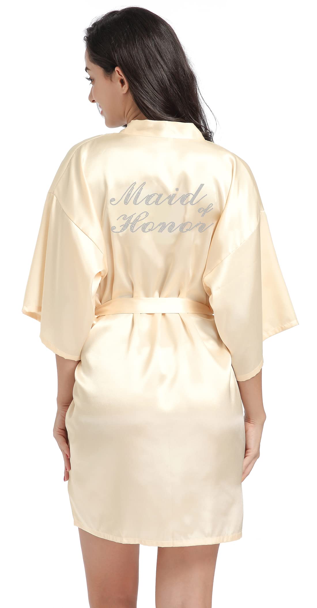 Bridesmaid Satin Robe with Rhinestones - Wedding Party Sleepwear & Loungewear