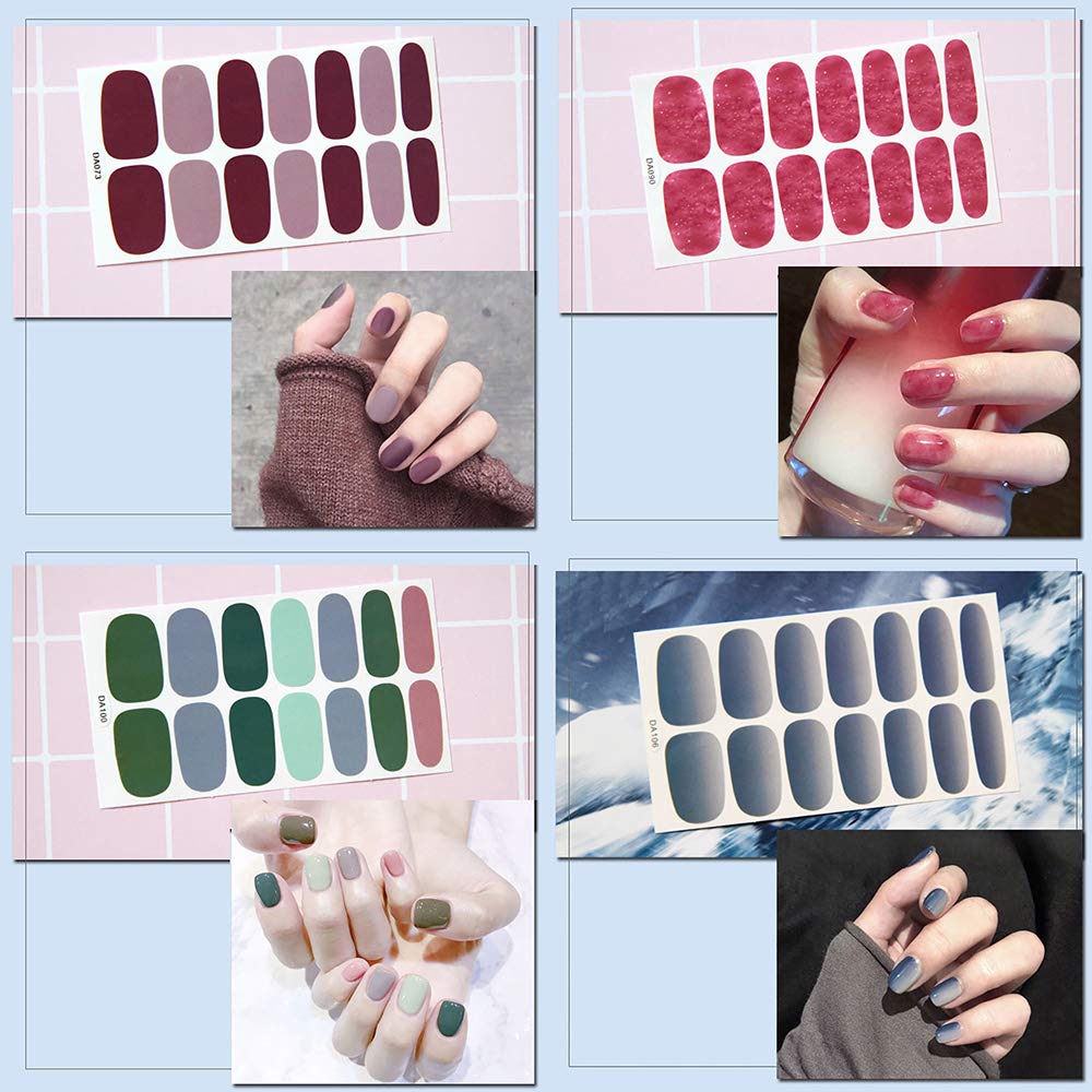 SILPECWEE 14 Sheets Solid Color Nail Polish Strips - Self-Adhesive Nail Wraps for Women, Easy DIY Nail Art Stickers with Nail File - Perfect for Parties, Weddings & Everyday Manicures