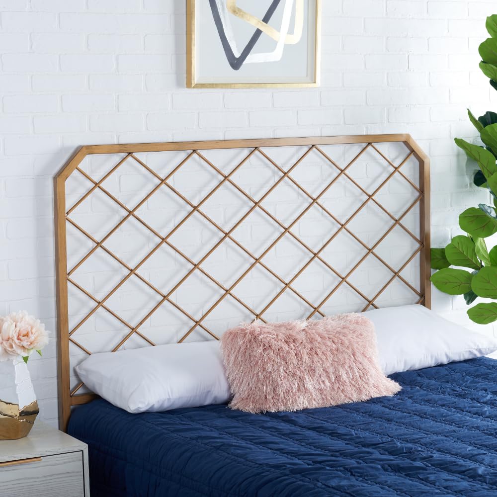 Safavieh Stitch Upholstered Queen Size Headboard in Antique Gold - Elegant Bedroom Decor for Master & Guest Rooms