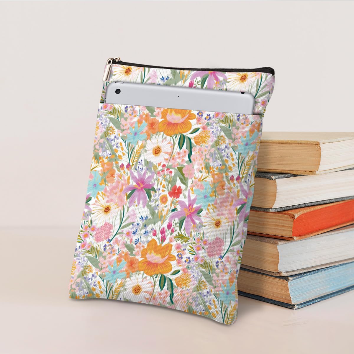Floral Book Sleeve - Preppy Flower Book Cover Protector for Paperbacks & Hardcovers | Perfect Gift for Book Lovers, Women, Girls & Moms | Great for Reading, Travel, Book Club & School | Christmas Birthday Gifts Idea