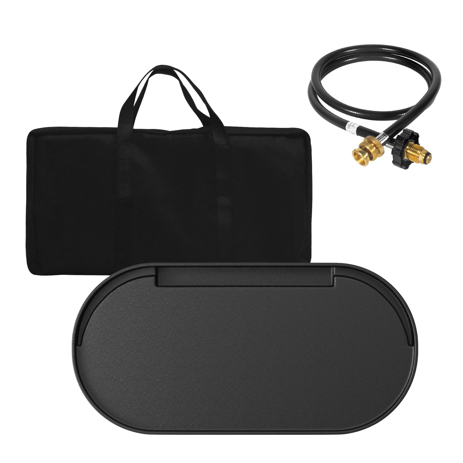 Coleman RoadTrip 285 Grill Cast Iron Griddle Replacement with Bag & 4FT Propane Hose Adapter - Perfect for Camping, Tailgating & Outdoor Cooking Accessories